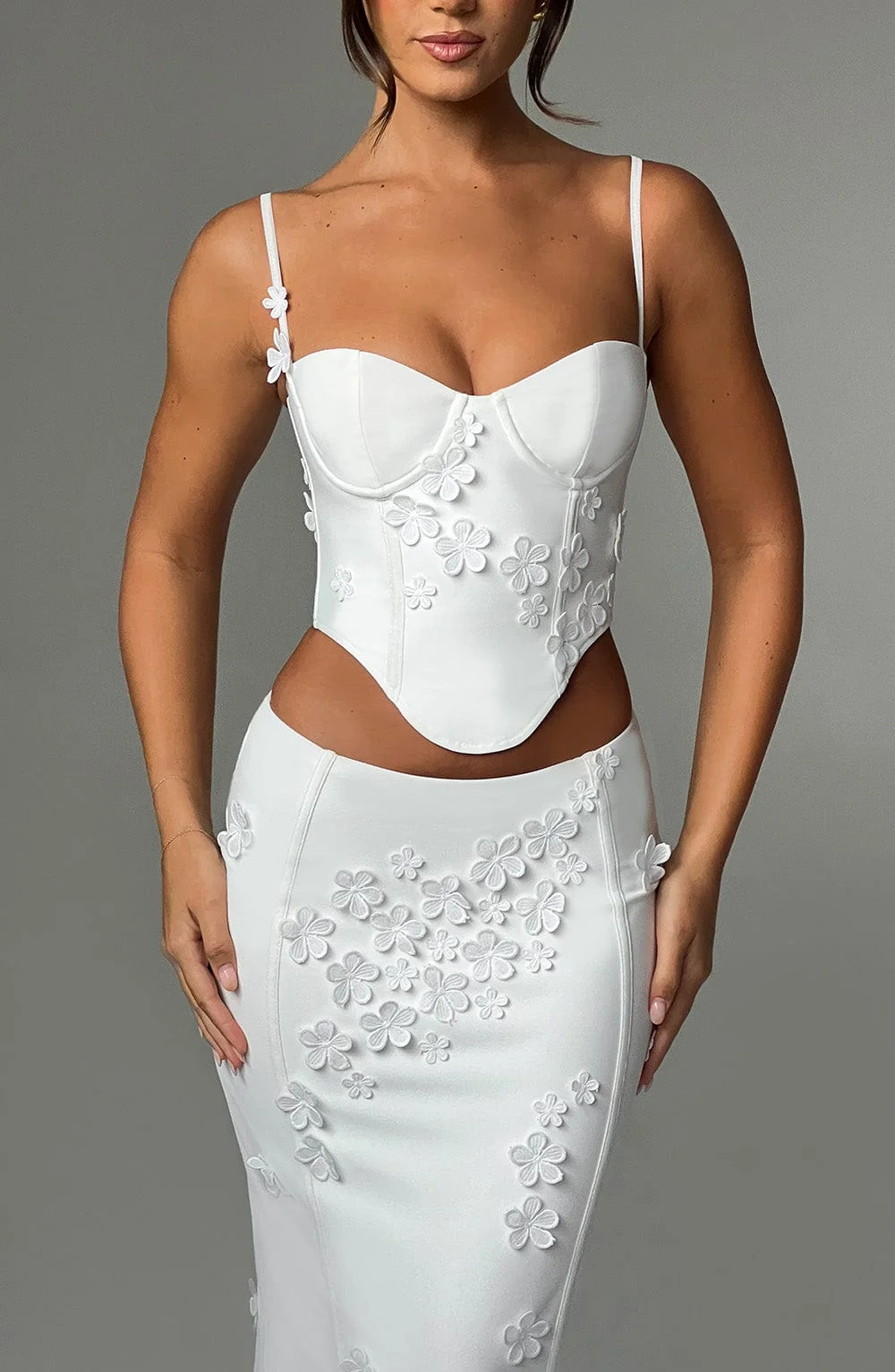 White Mesh Floral Applique Bralet Top