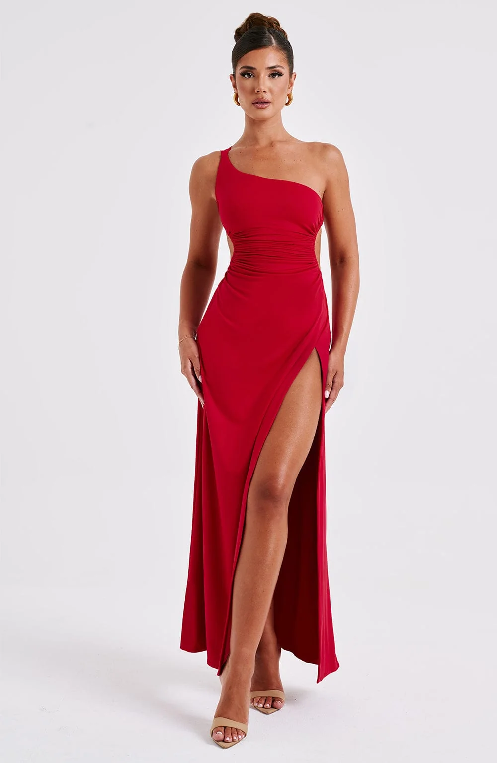 Red Twist Strap Maxi Dress - Elegant Evening Wear