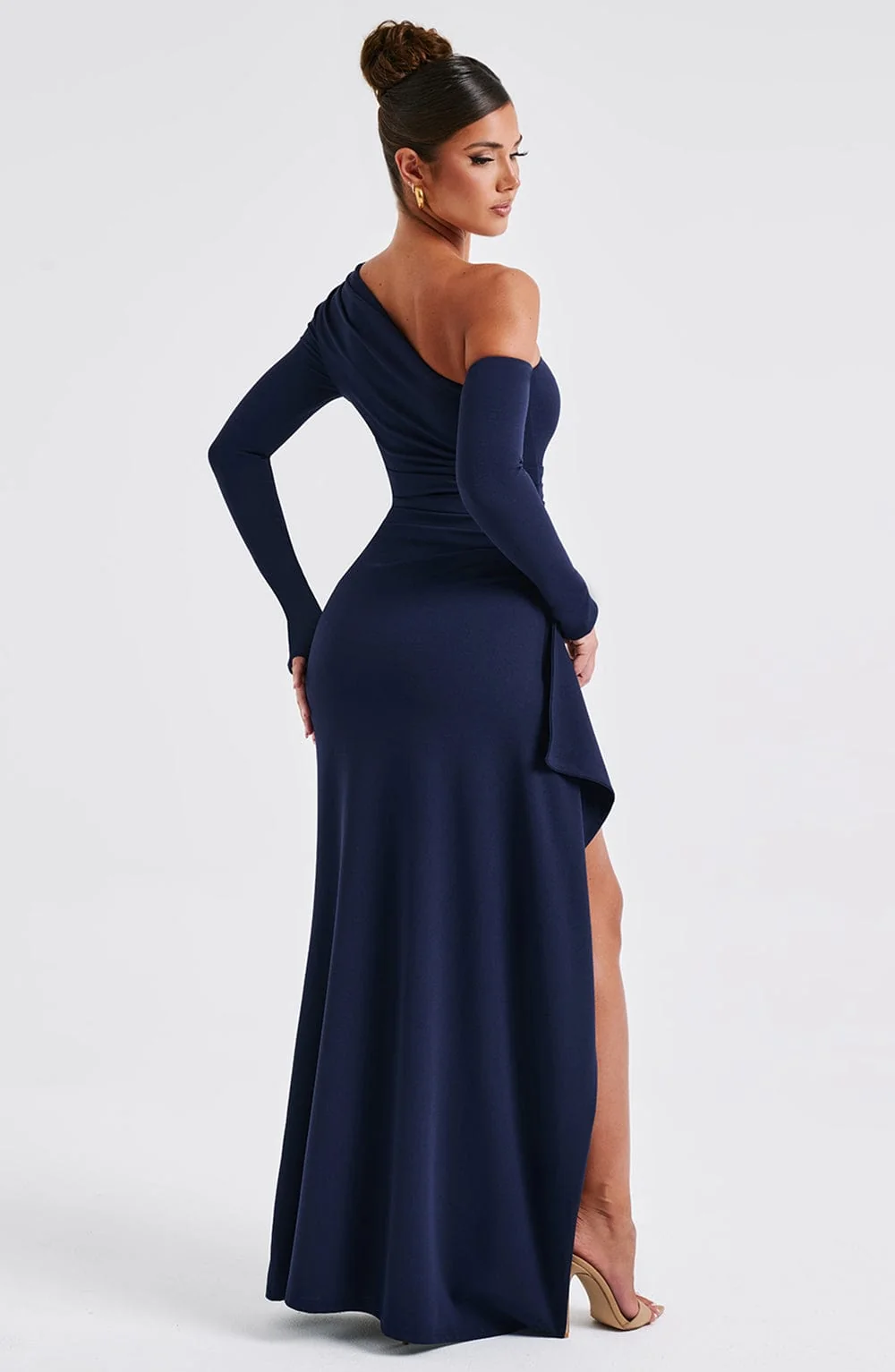 Navy Maxi Dress - Elegant Asymmetric Style