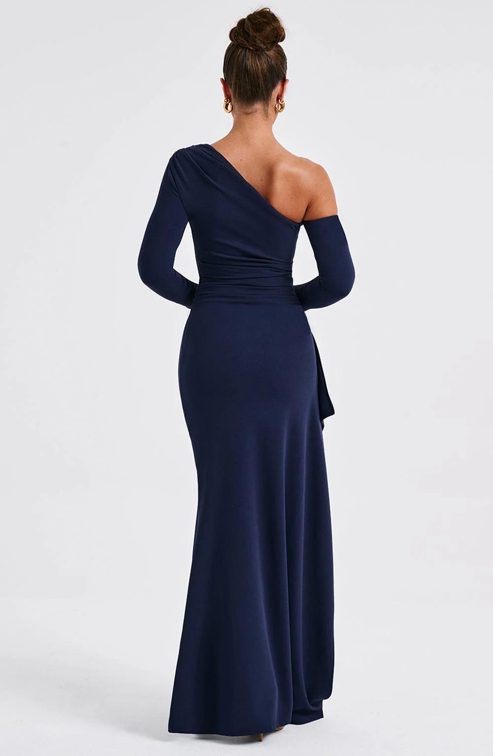 Navy Maxi Dress - Elegant Asymmetric Style