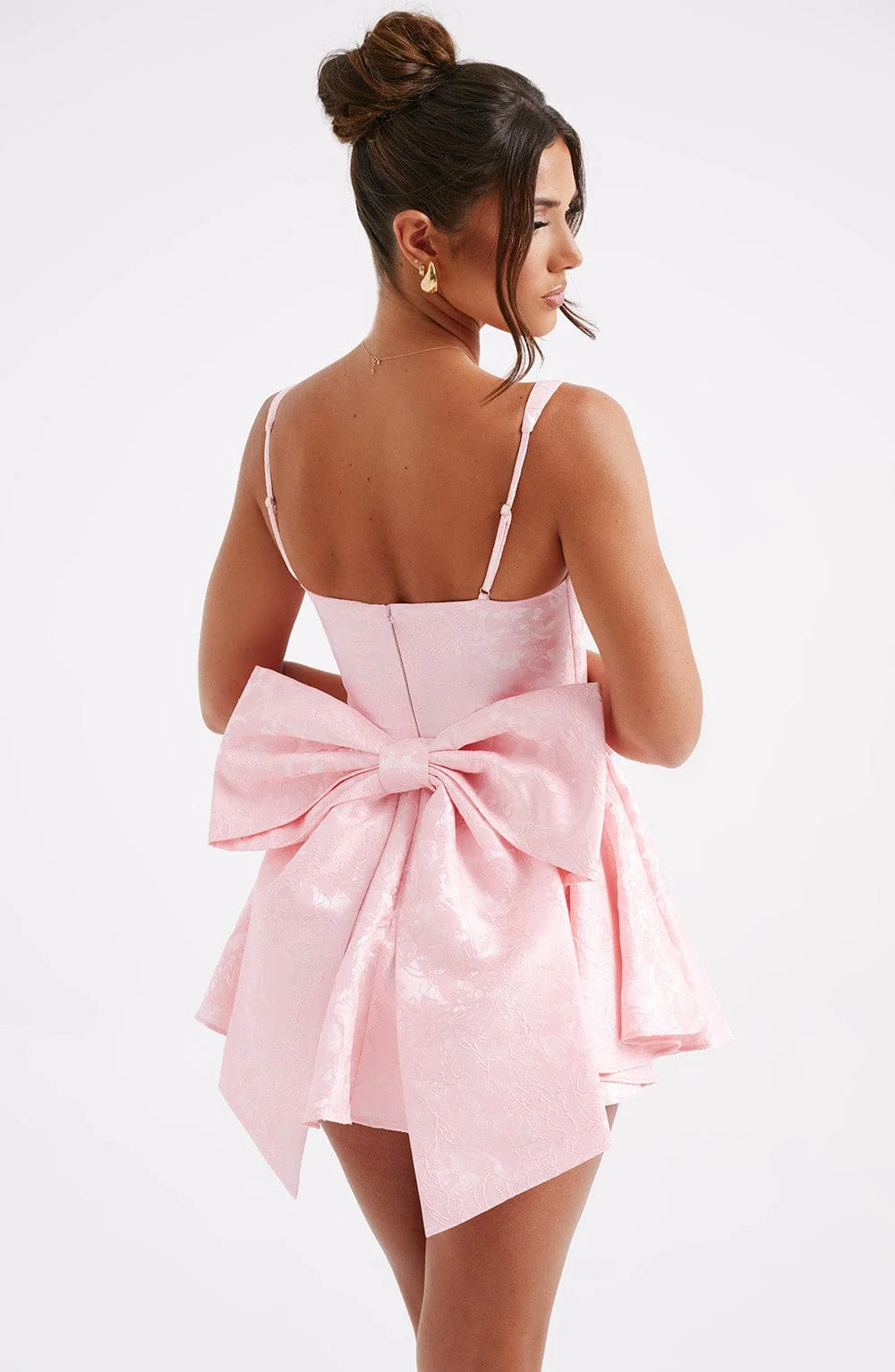 Floral Jacquard Strapless Playsuit - Blush Color