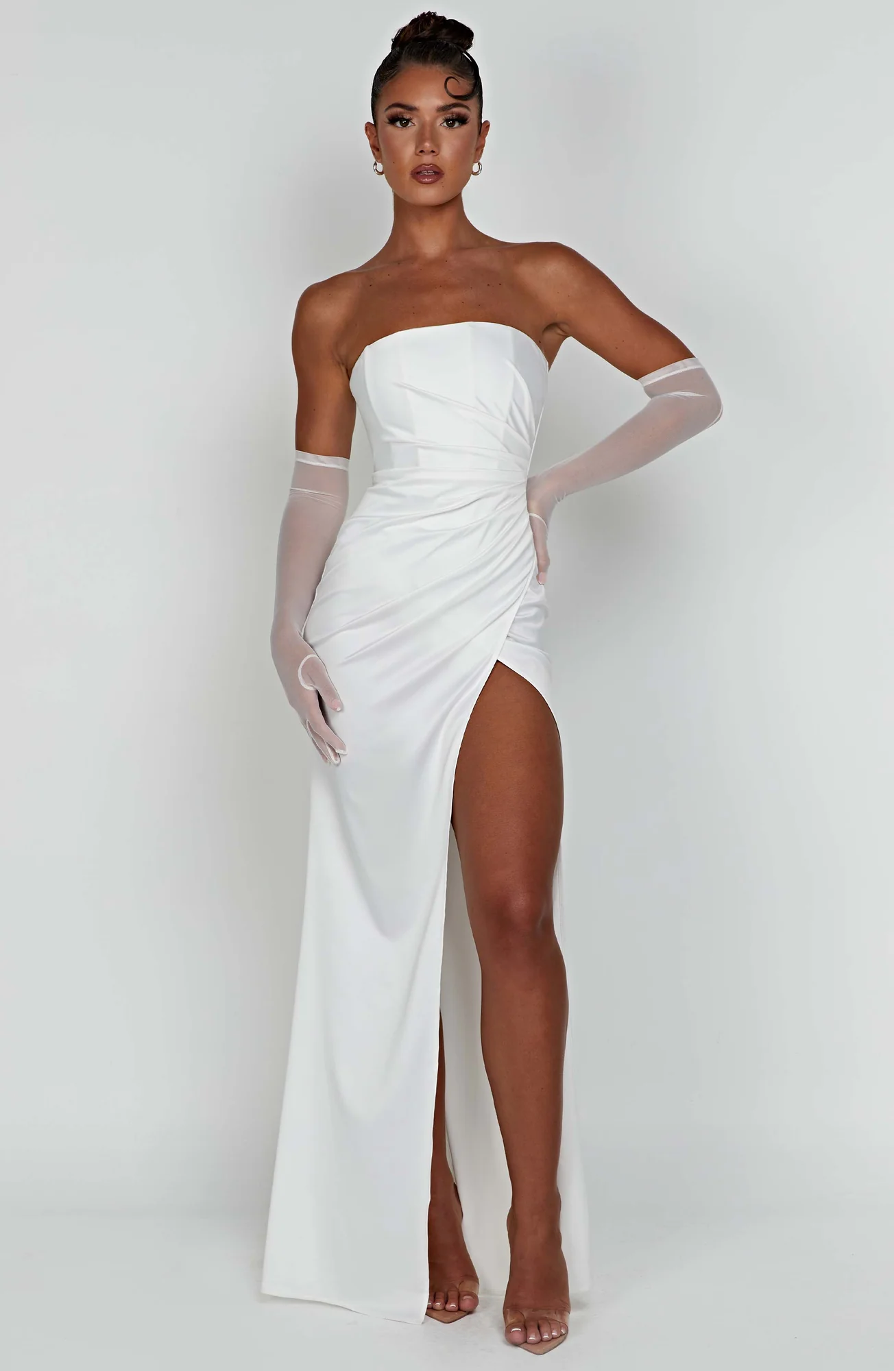 Ivory Maxi Satin Gown with Hidden Corset - Elegant Dress