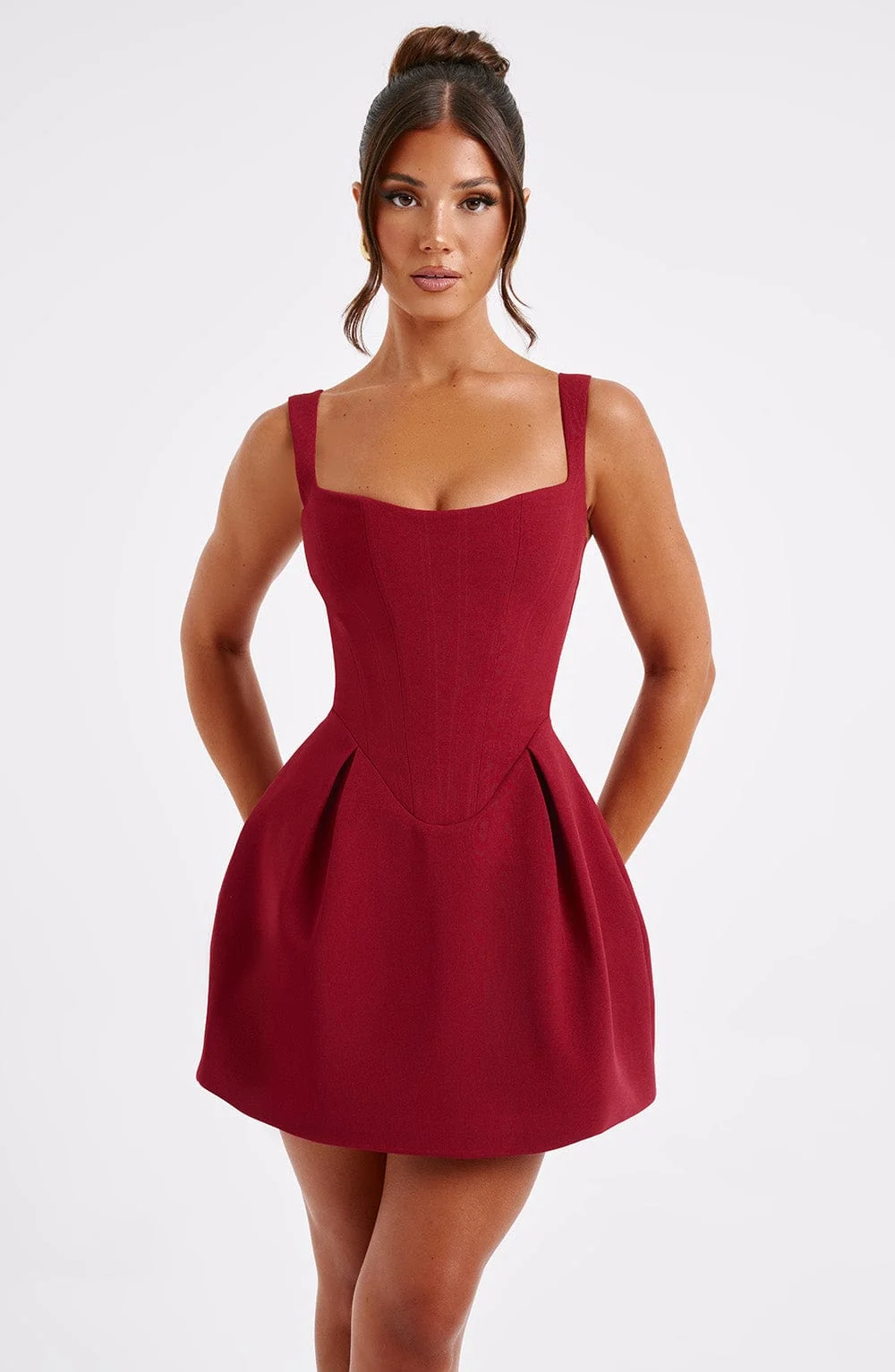 Wine Corset Mini Dress - Elegant Iconic Silhouette