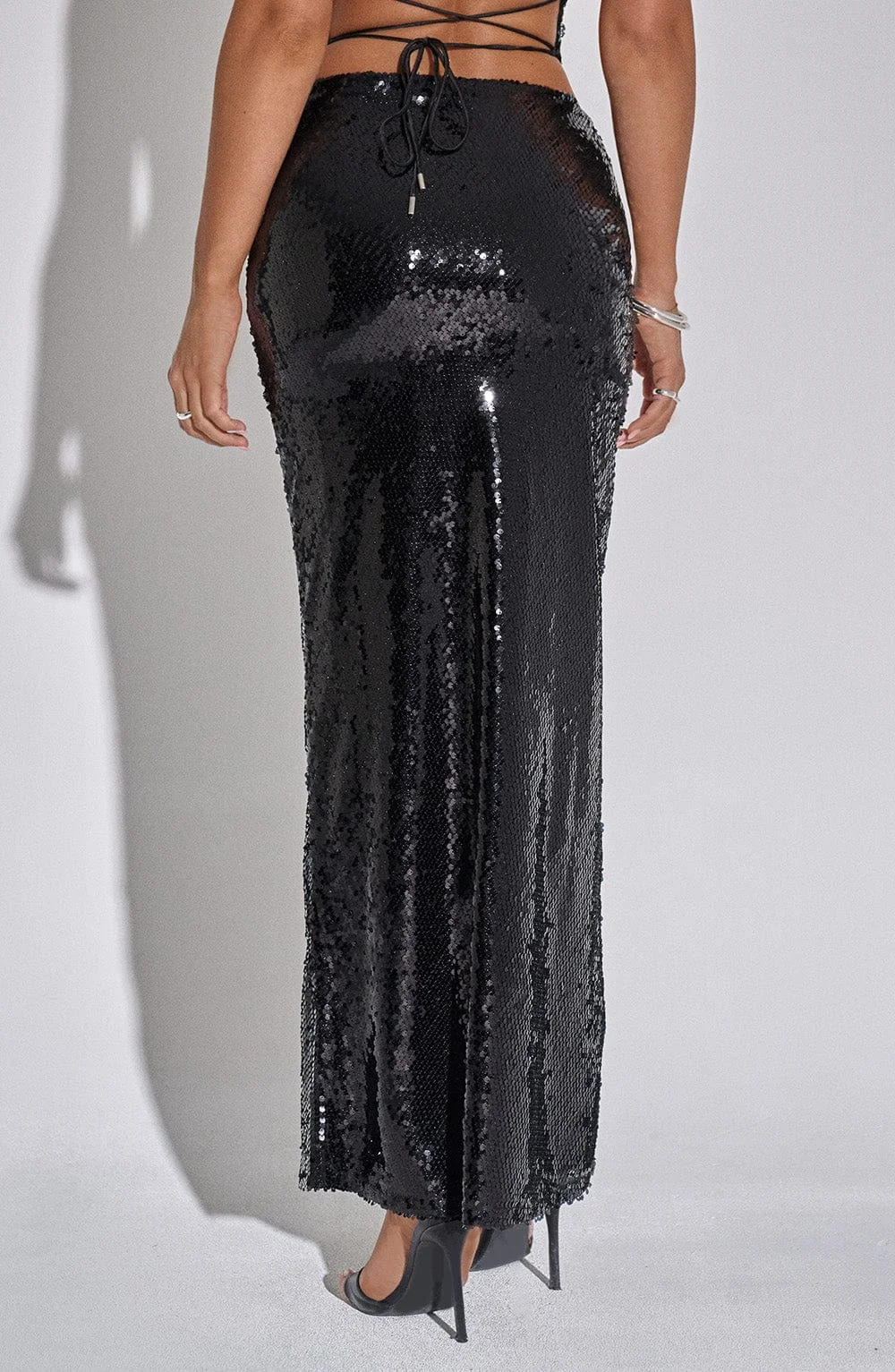 Sequin Maxi Skirt - Elegant Black Design