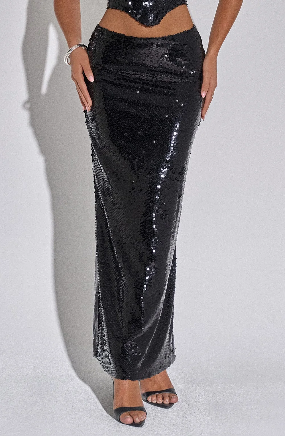 Sequin Maxi Skirt - Elegant Black Design