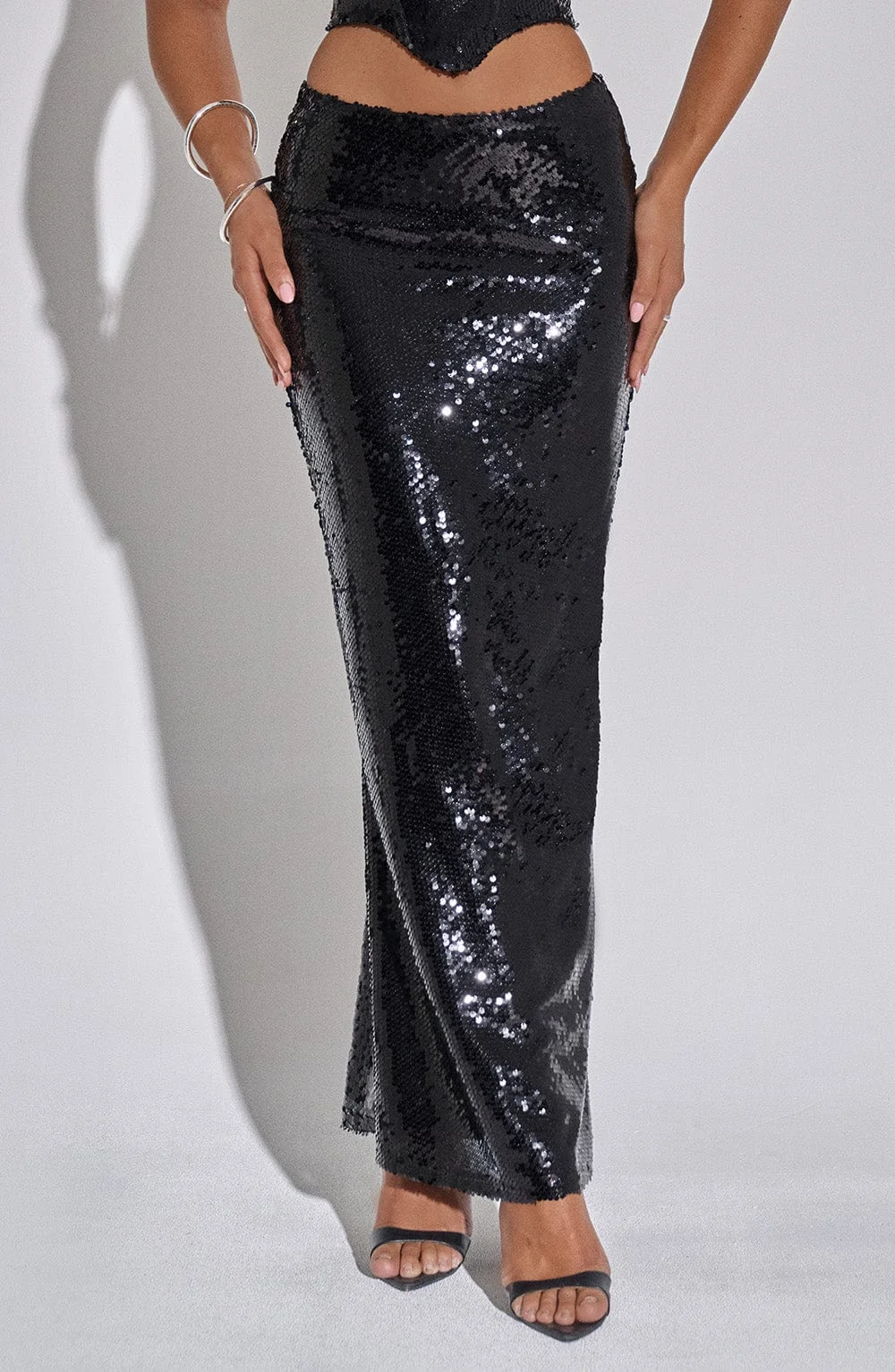 Sequin Maxi Skirt - Elegant Black Design