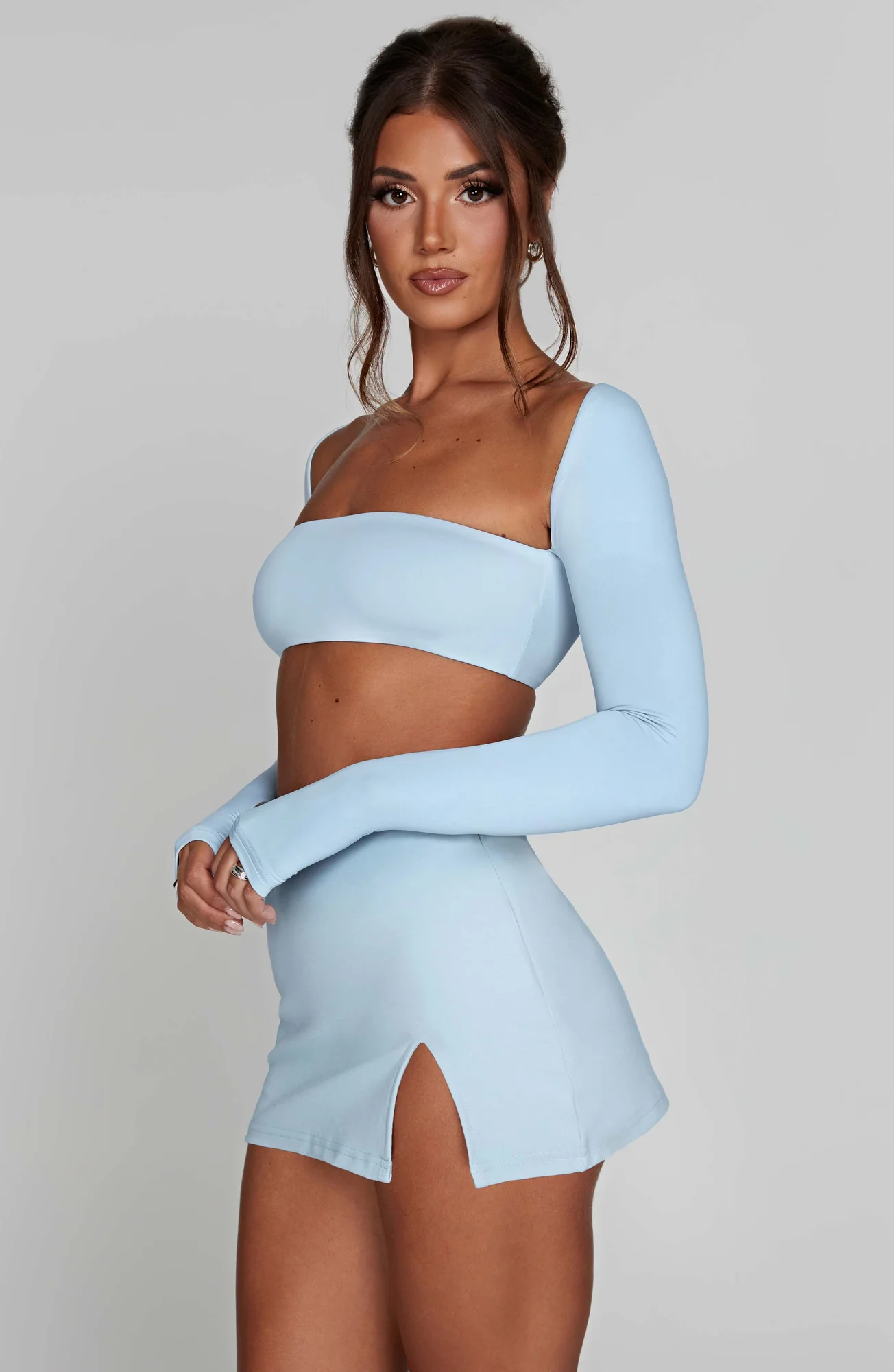 Baby Blue High-Waisted Mini Skort - Soft & Stretchy Mesh