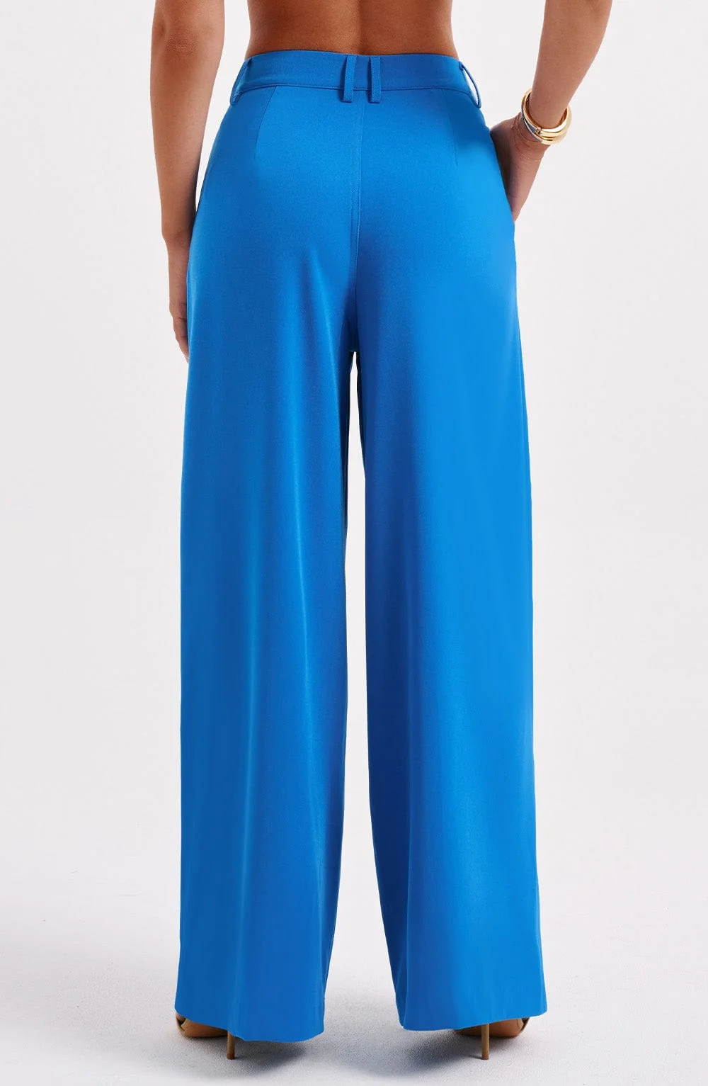 Blue Tailored High-Waisted Pants