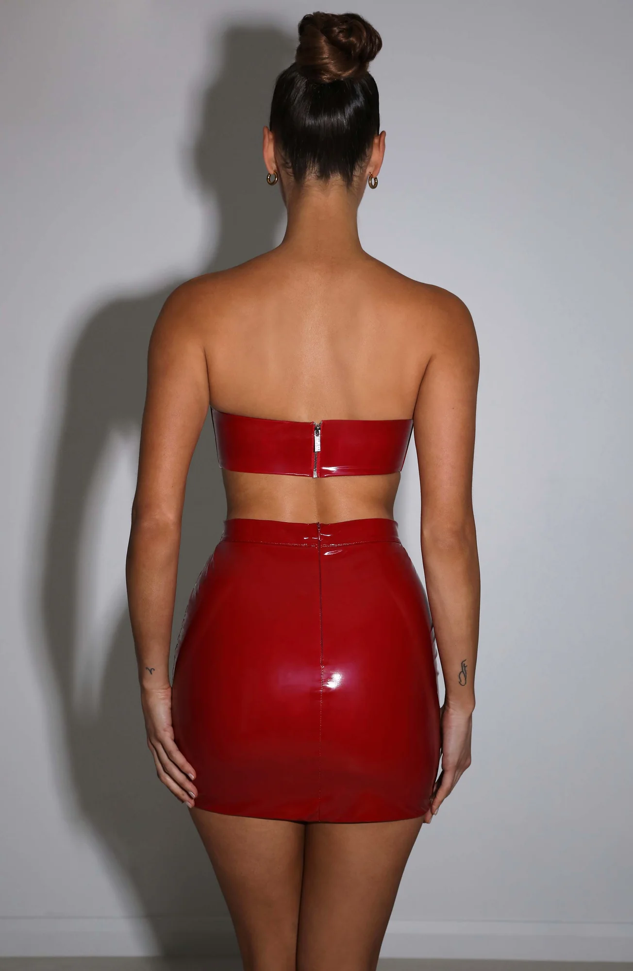 Red Vinyl Strapless Bralet Top - Contoured Fit