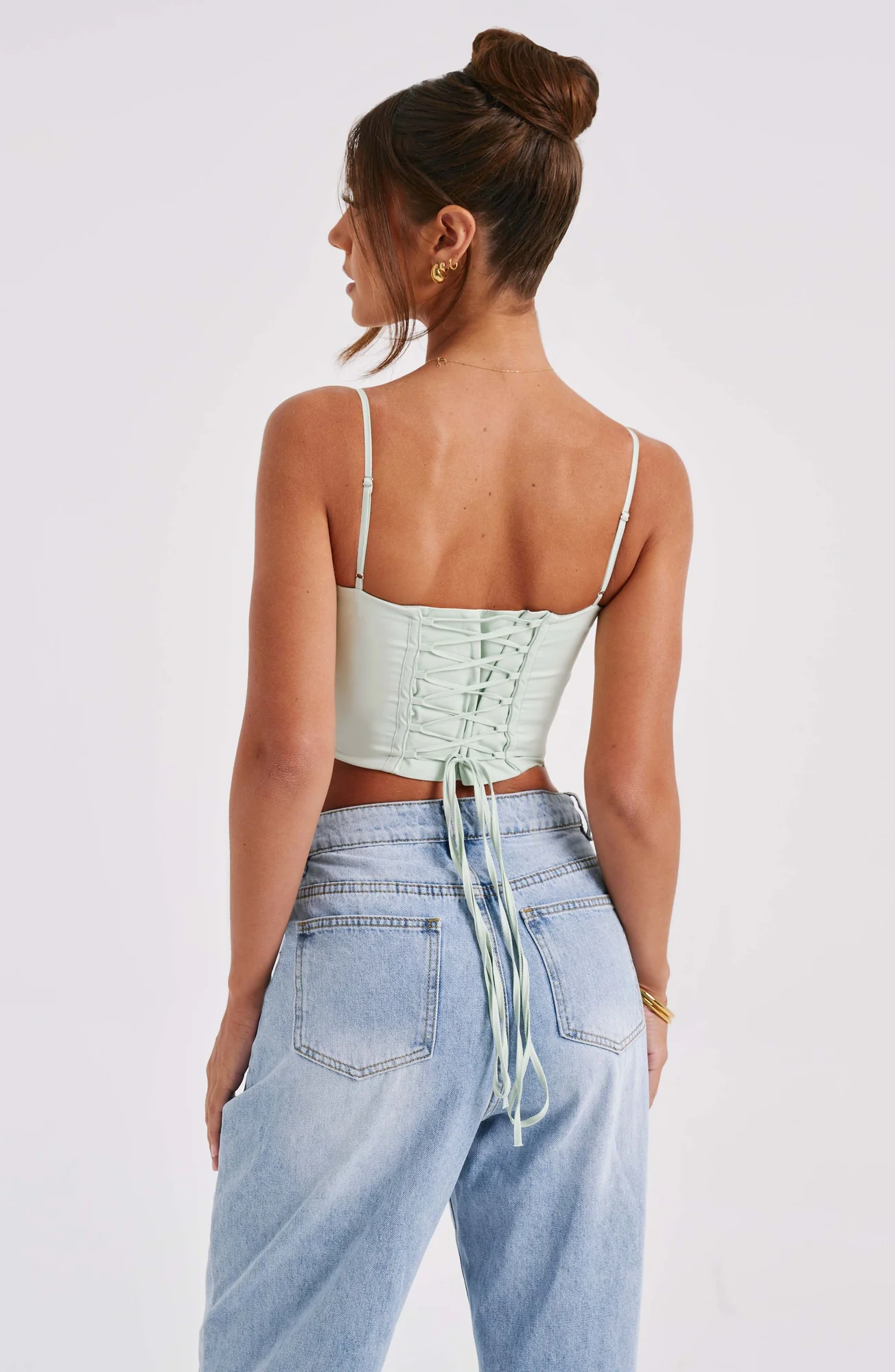 Sage Cotton Corset with Underwired Bust - Womens Stylish Bralette