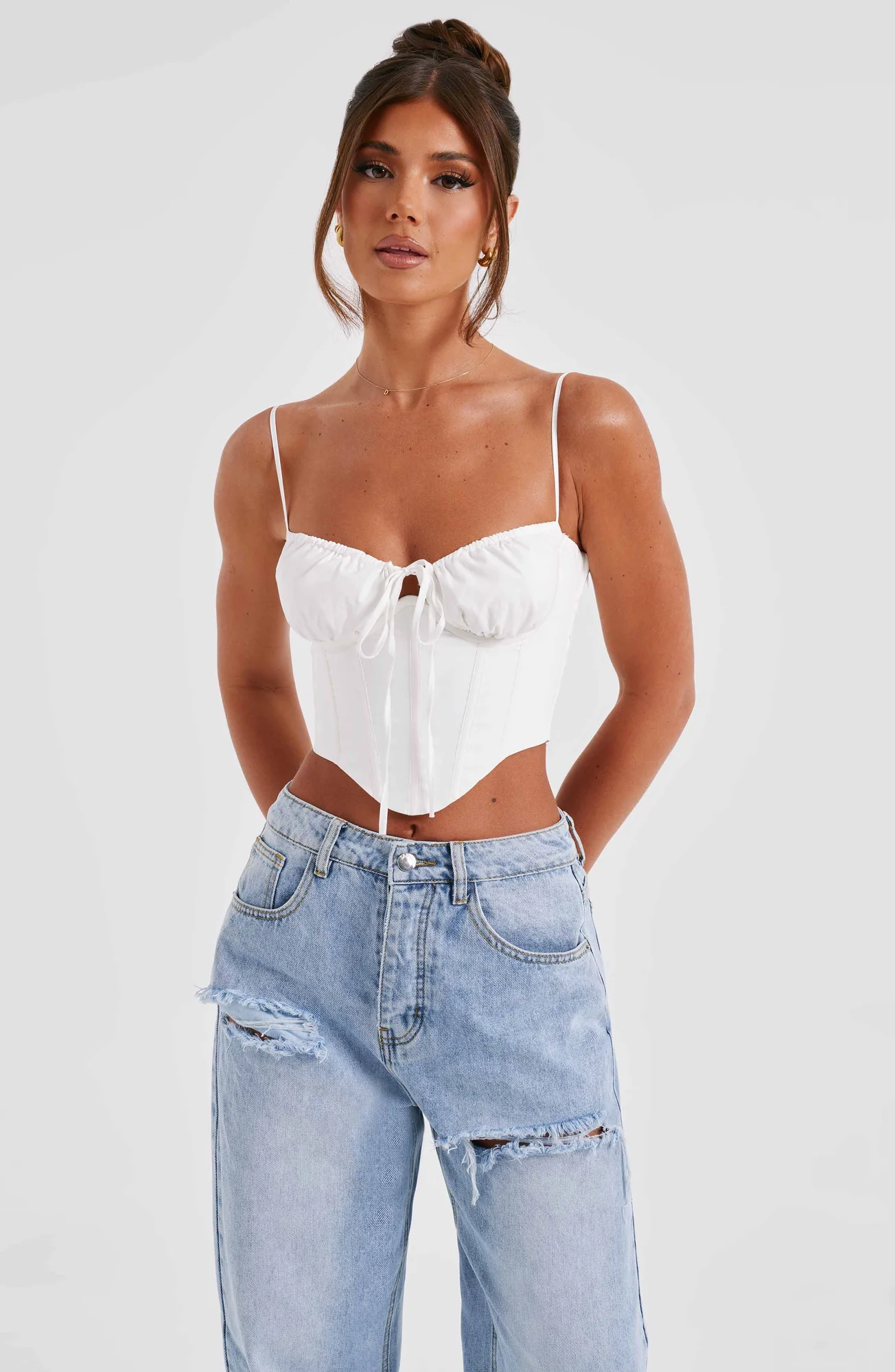 Ivory Corset Top for Women - Premium Cotton Bustier