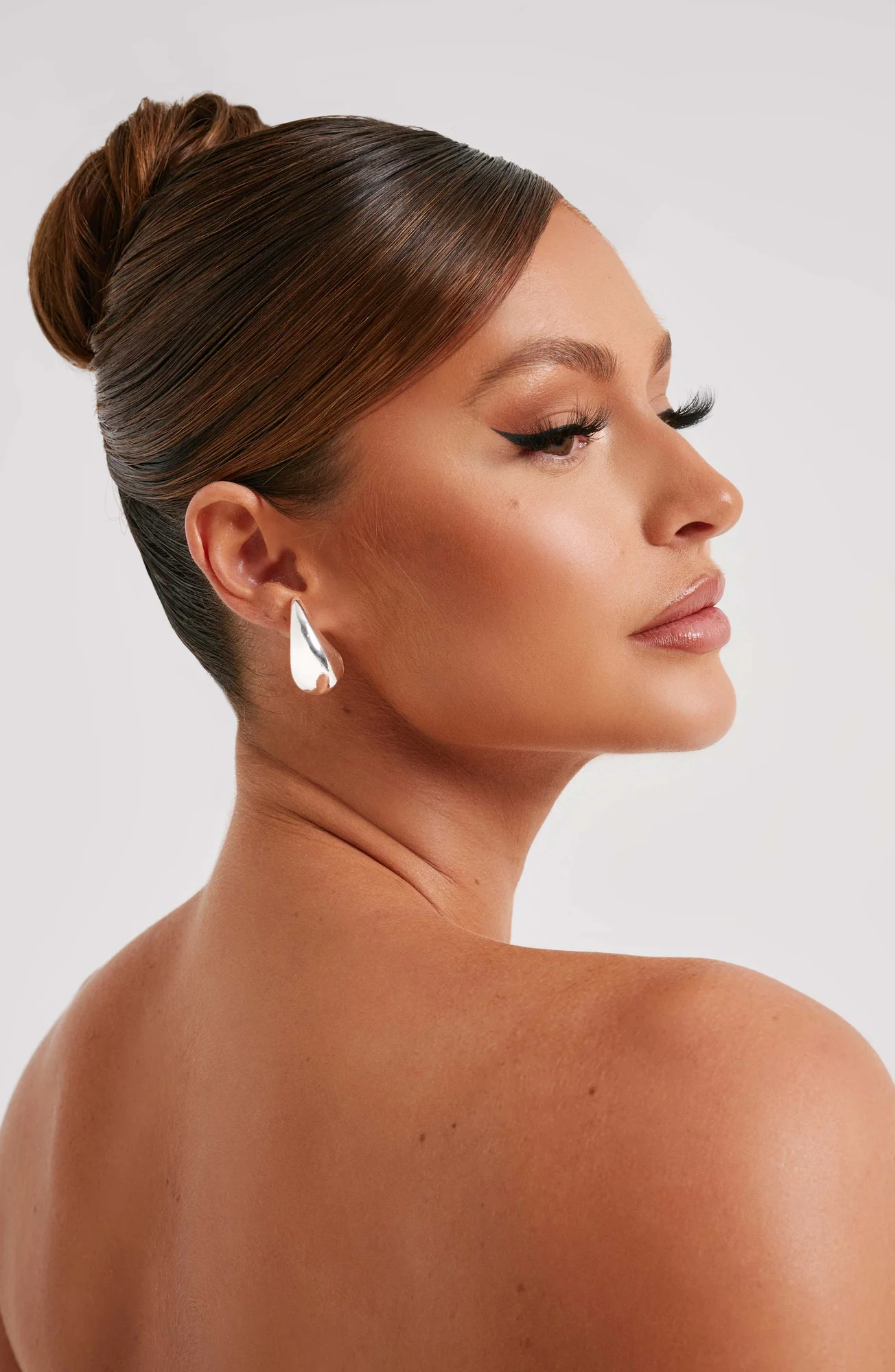 Silver Drop Shape Stud Earrings - Elegant Fashion Accessories