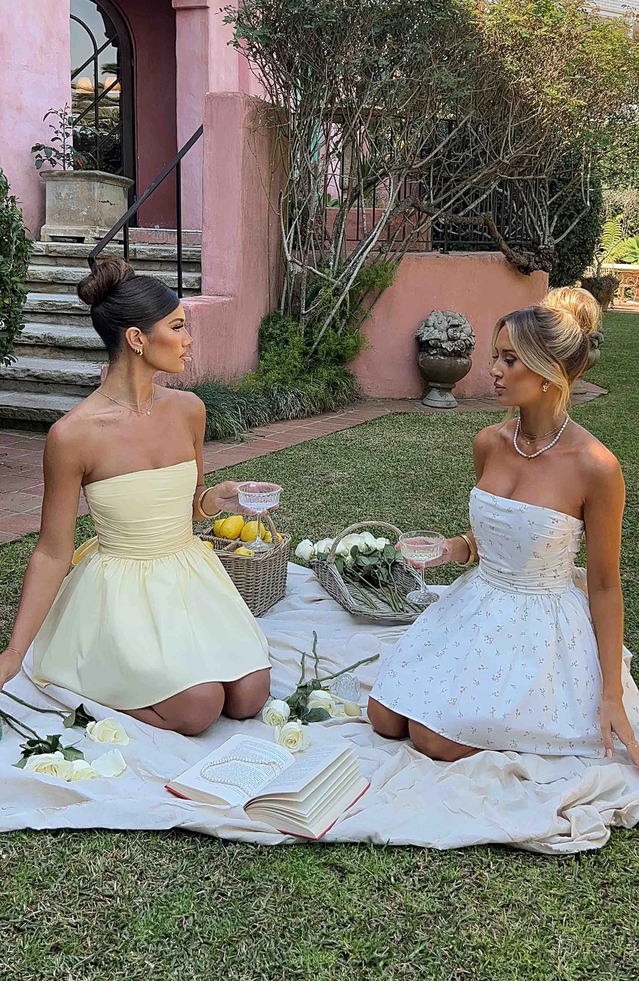 Blush Floral Print Mini Dress with Oversized Bow Detail