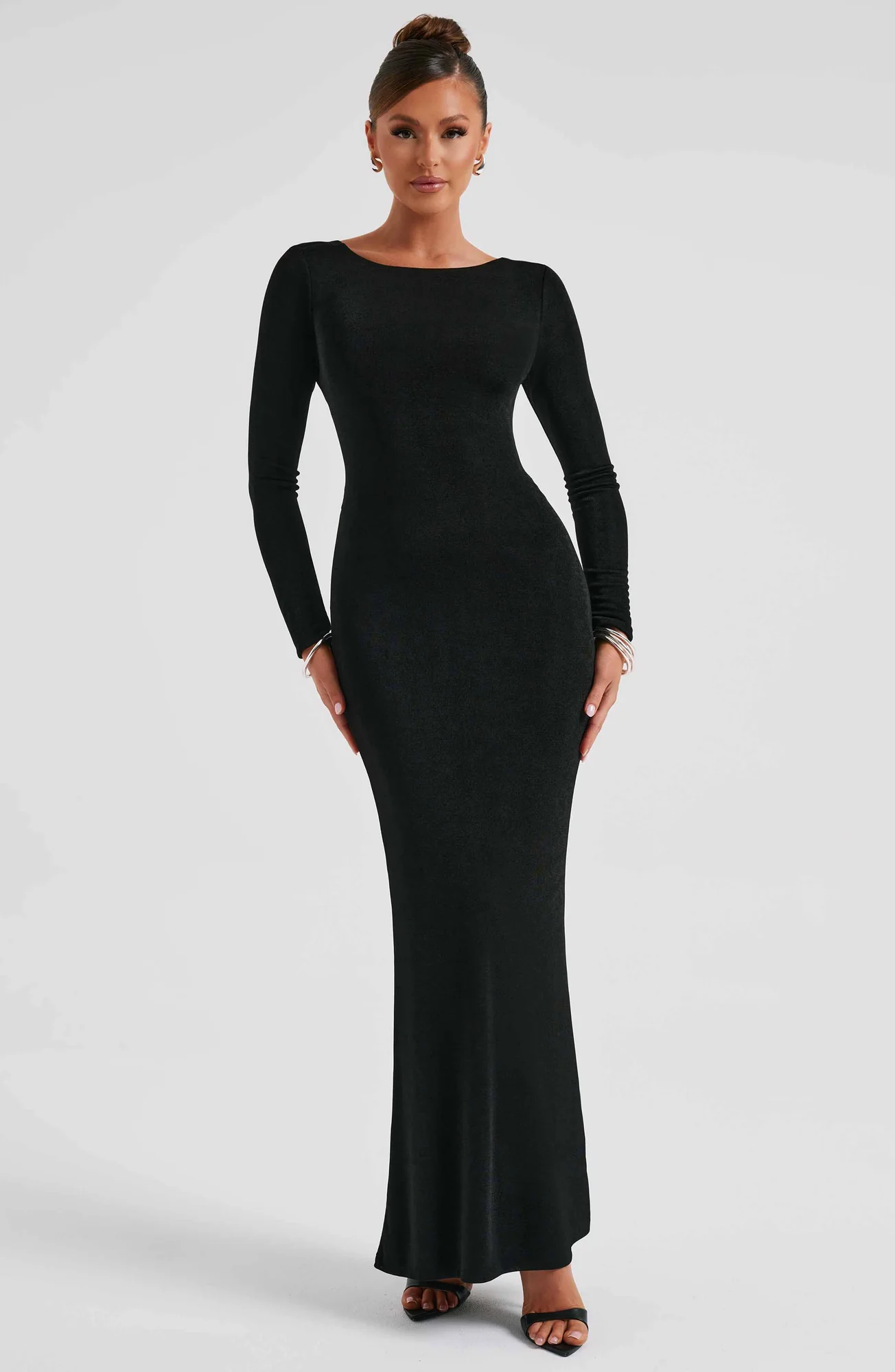 Black Anastassia Maxi Dress - Premium Body Sculpting and Low Back Detail