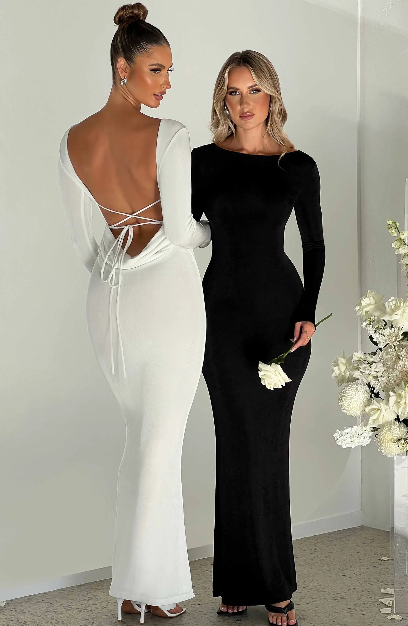 Black Anastassia Maxi Dress - Premium Body Sculpting and Low Back Detail