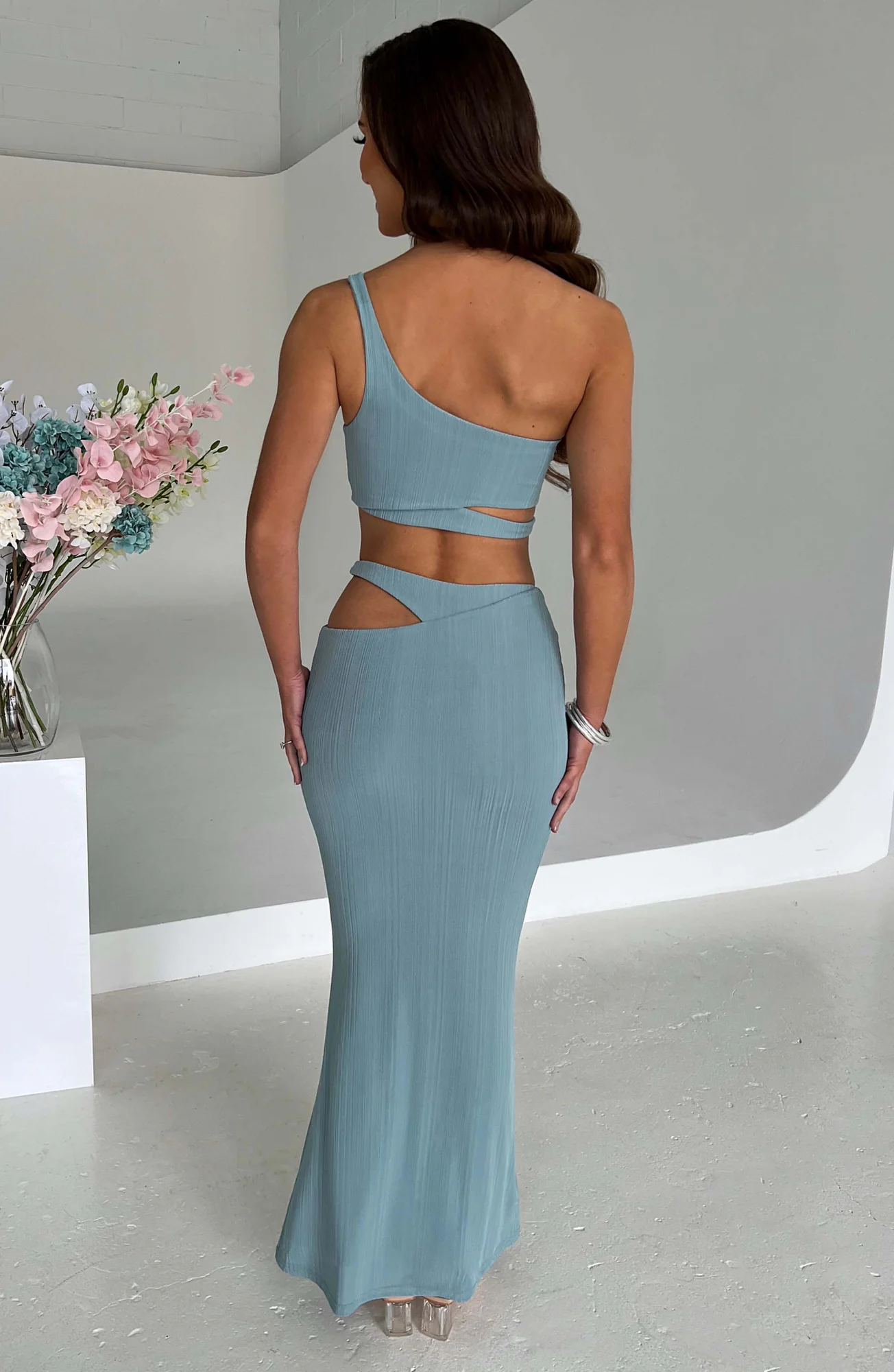 Steel Ribbed One Shoulder Crop Top - Kaela Style