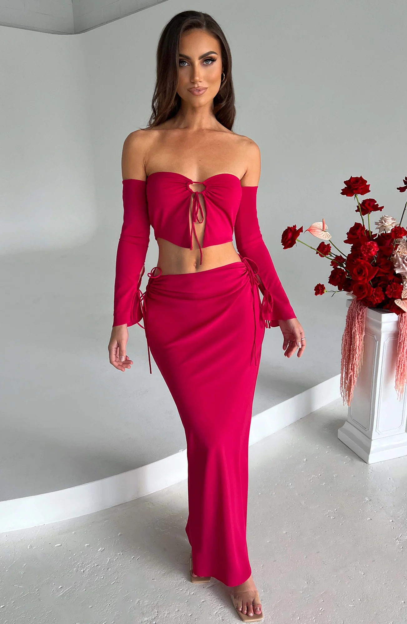 Gorgeous Pink Maxi Skirt - Flowy Georgette Satin