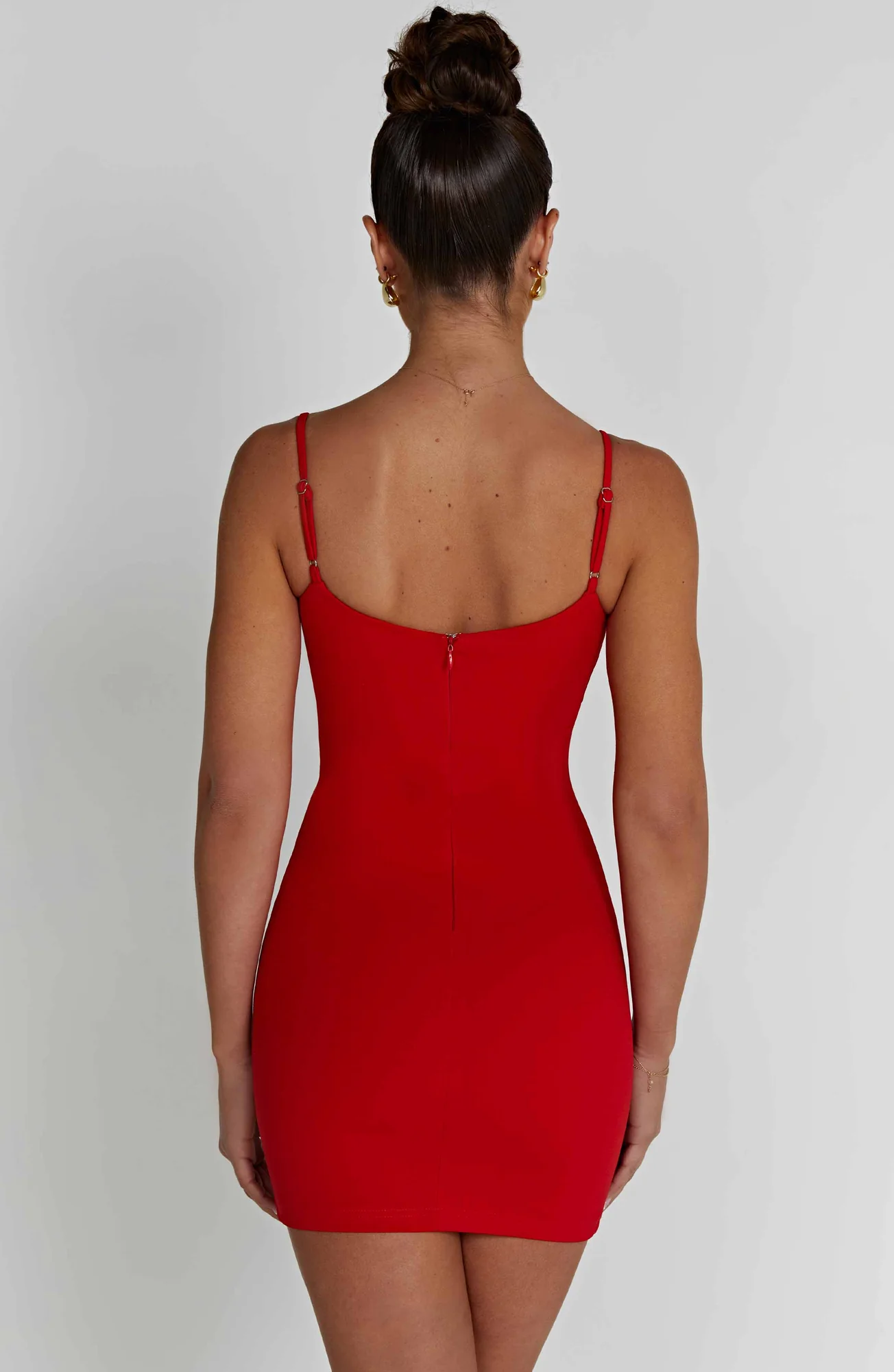 Red Stretch Crepe Mini Bodycon Dress
