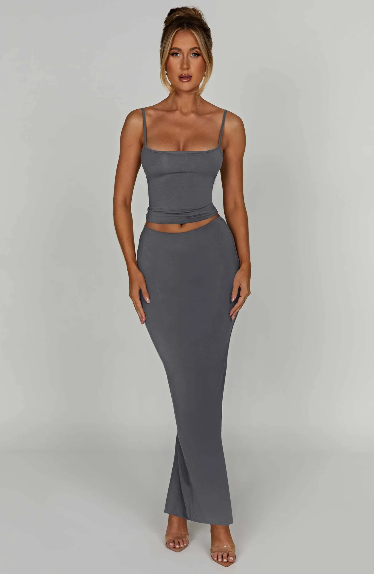 Charcoal Modal Maxi Skirt - Premium Second Skin Design
