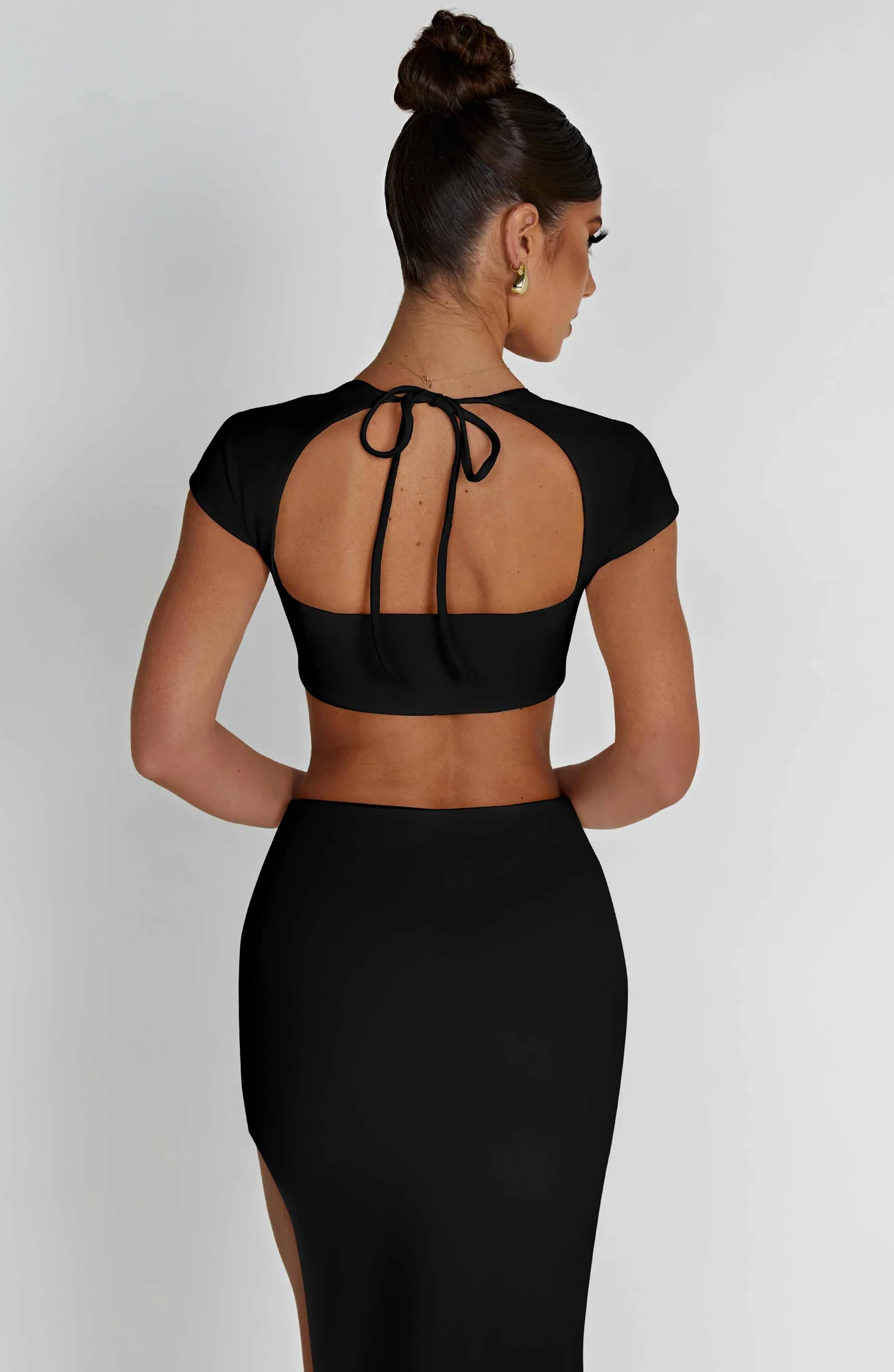 Black Square Neck Crop Top - Premium Stretch Jersey