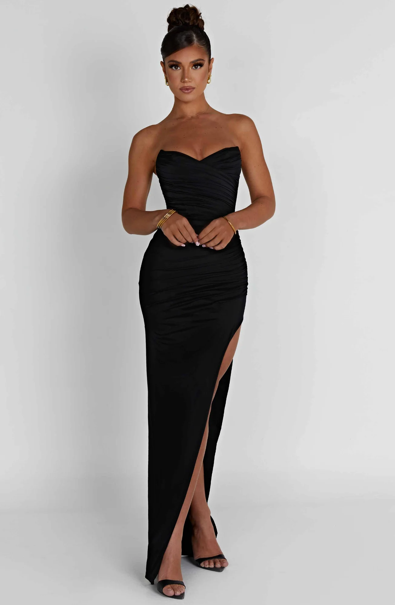 Black Corset Style Maxi Dress - Premium Stretch Mesh