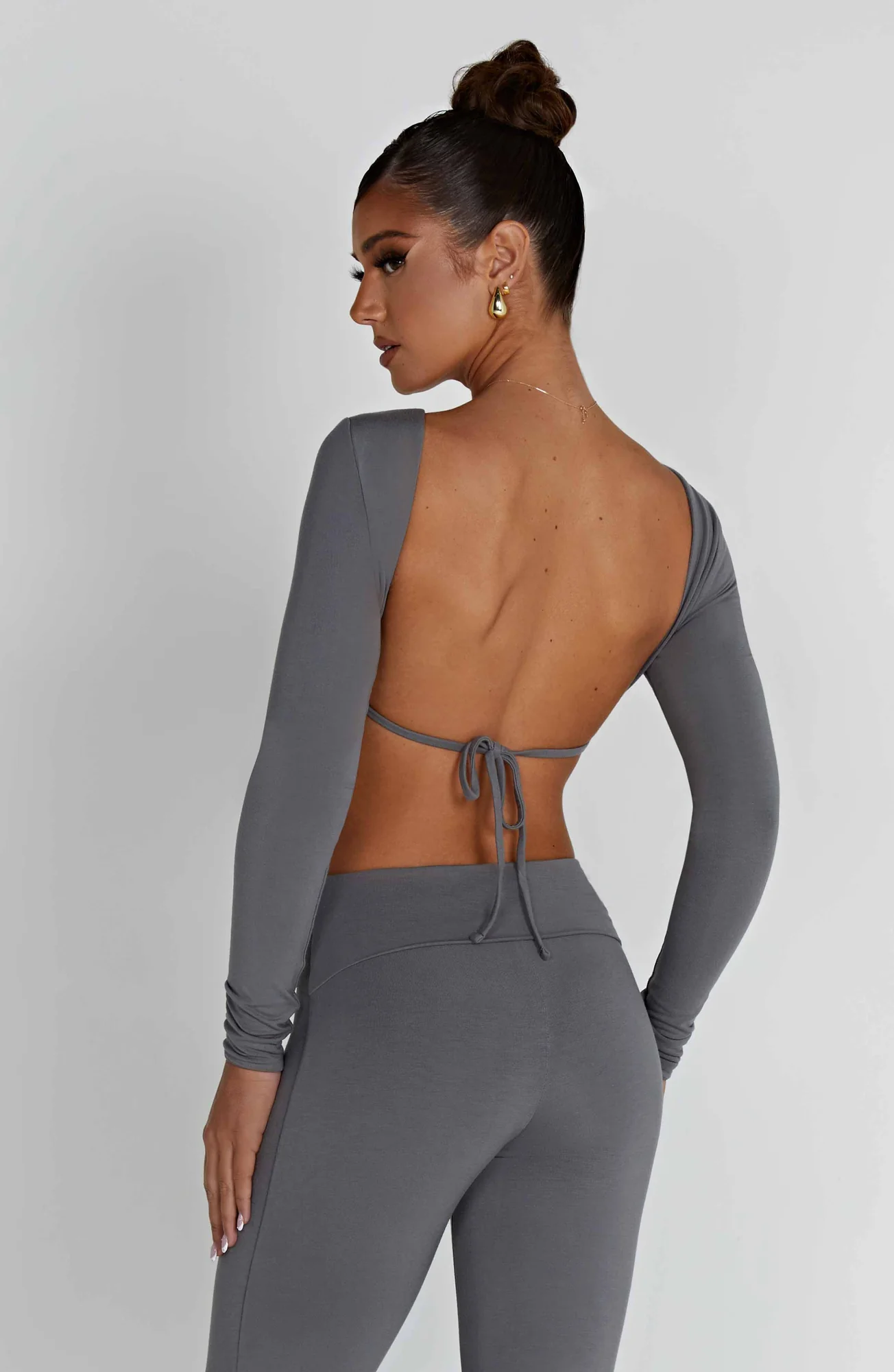 Charcoal Modal Crop Top - Sahra Neck Design