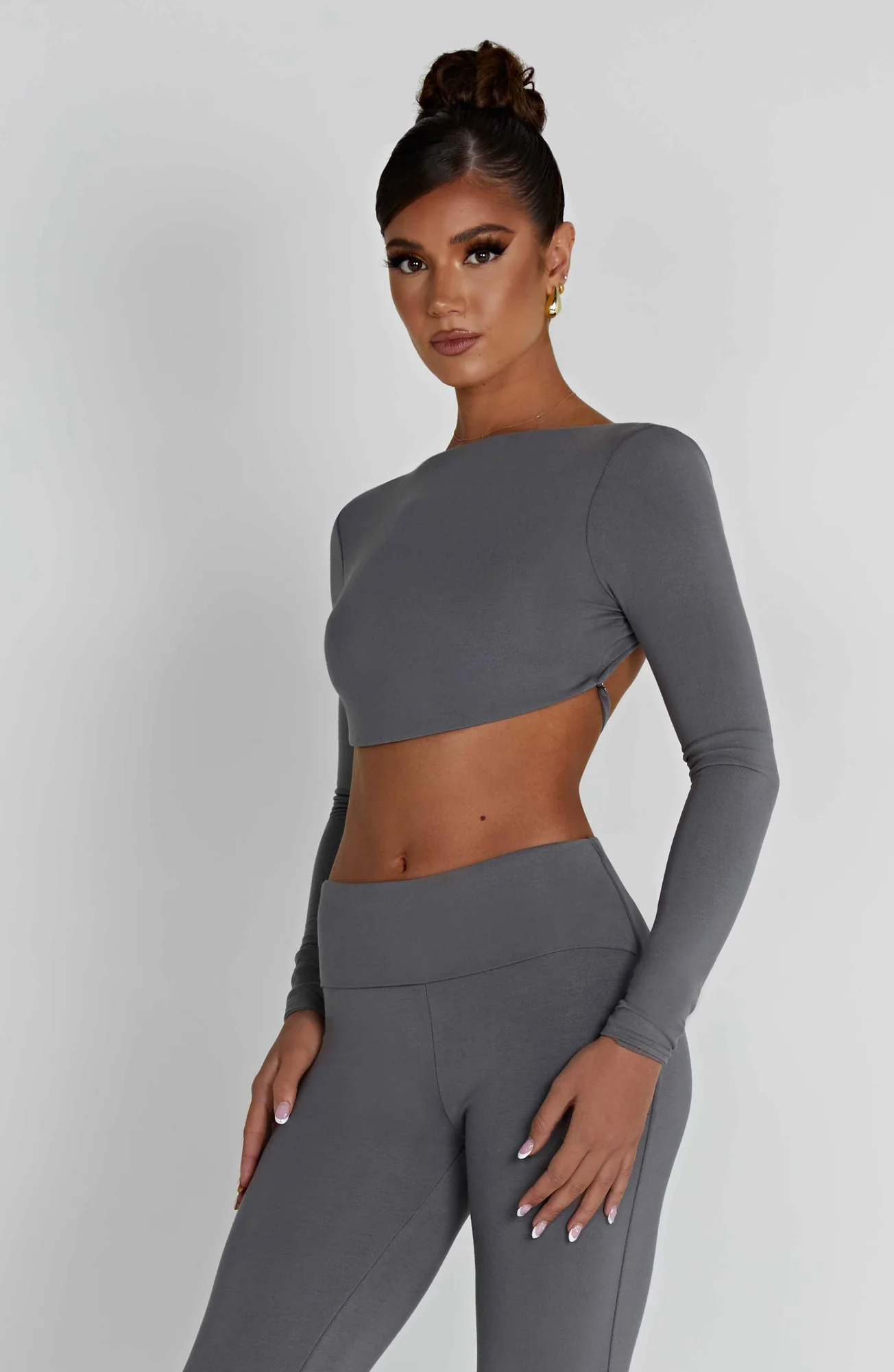 Charcoal Modal Crop Top - Sahra Neck Design