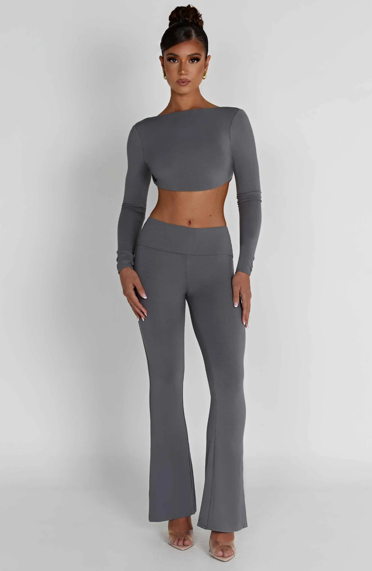 Charcoal Modal Crop Top - Sahra Neck Design