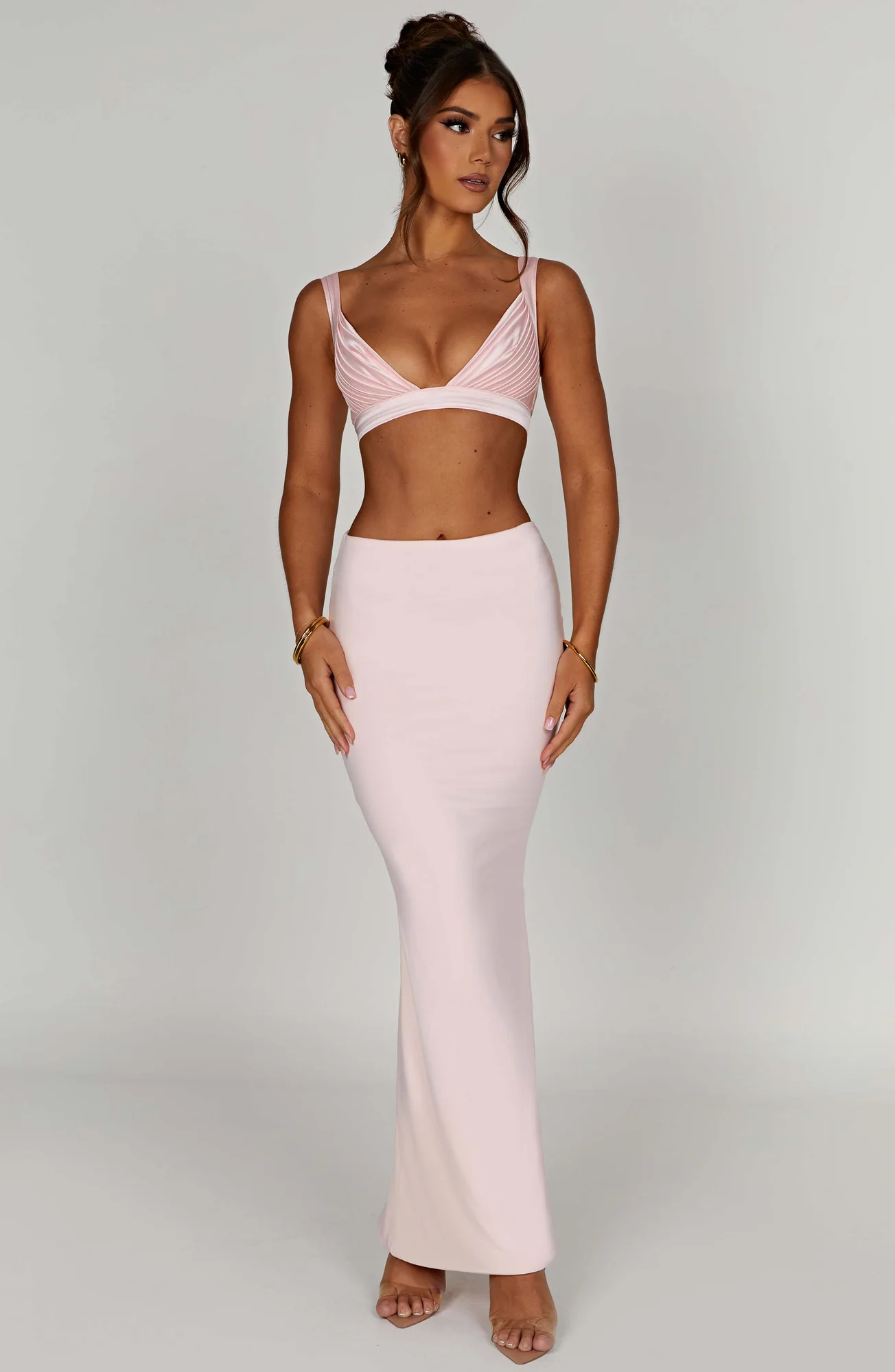 Blush Maxi Skirt for Women - Figure-Hugging High Waist Design