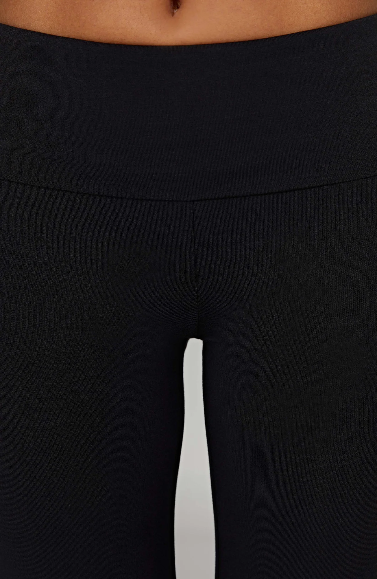 Black Fold Over Waistband Modal Yoga Pants for Women