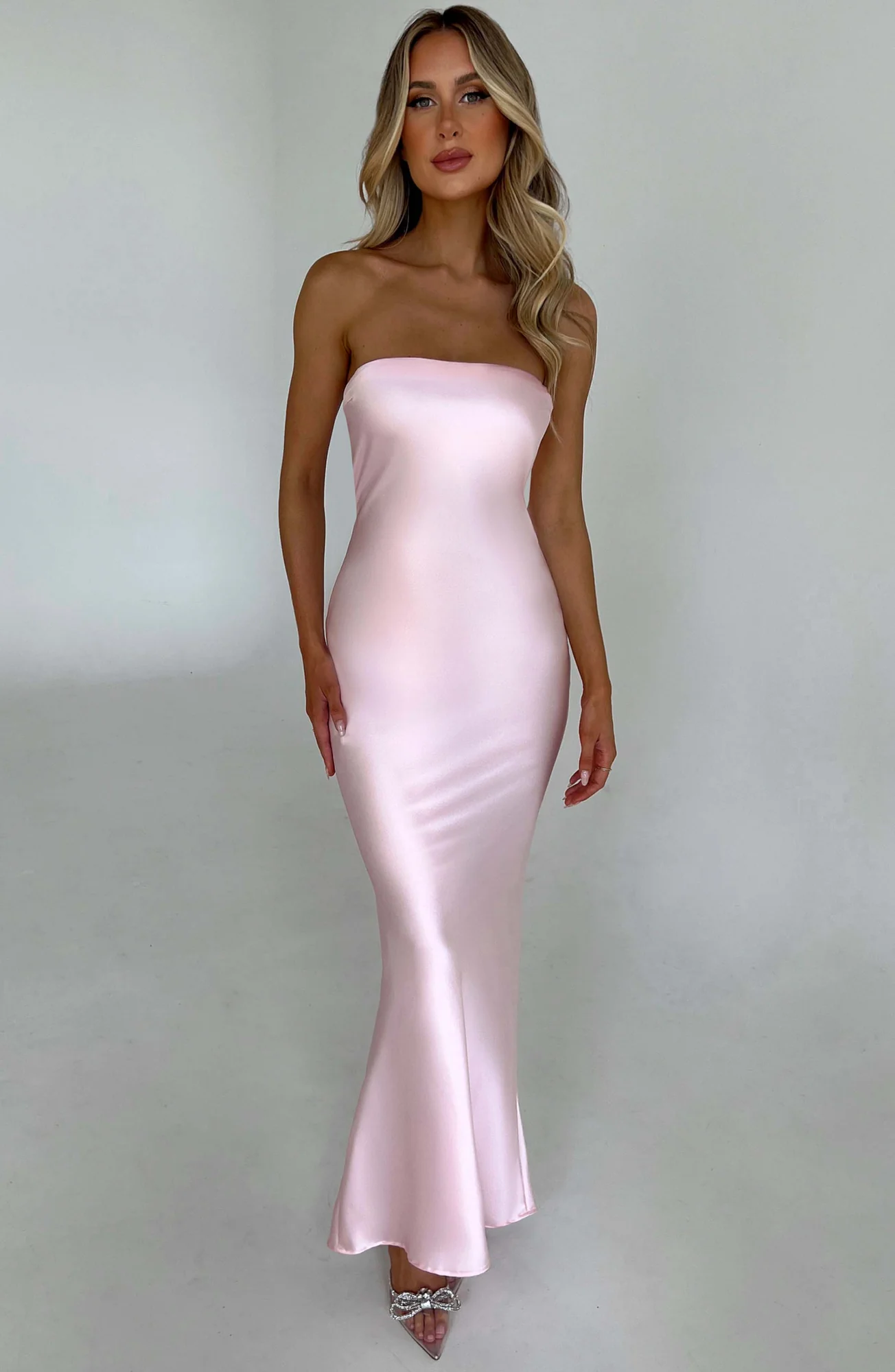 Blush Satin Maxi Dress with Cowl Back