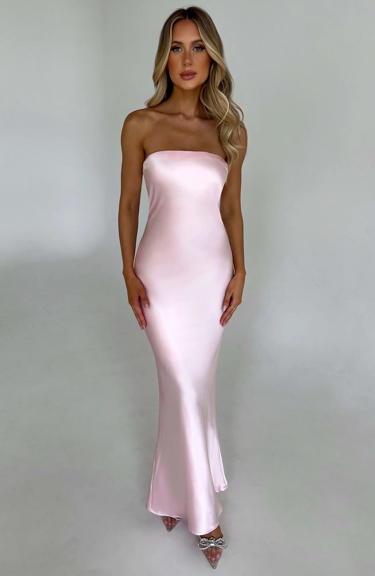 Blush Satin Maxi Dress with Cowl Back