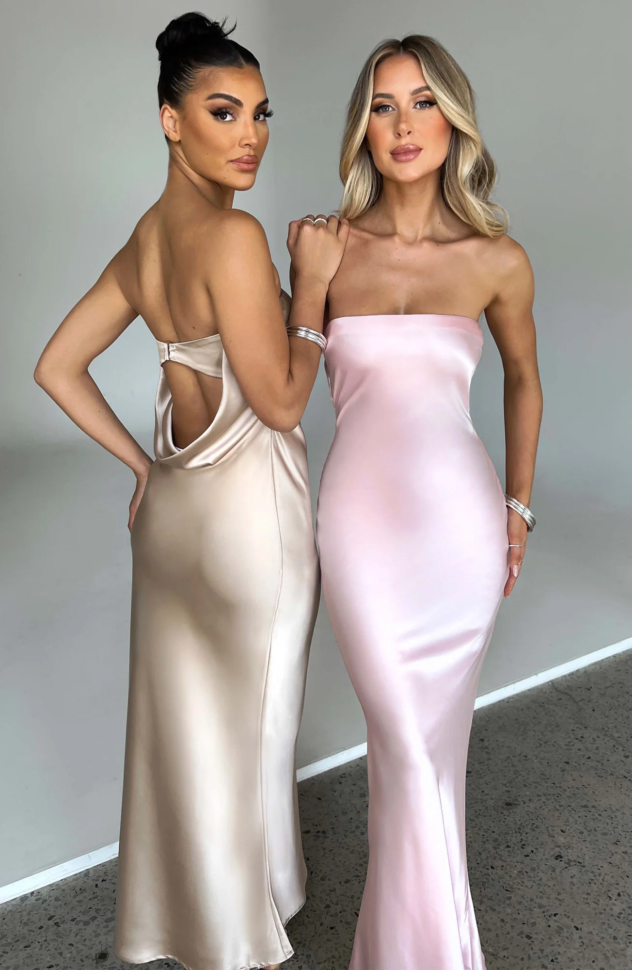Blush Satin Maxi Dress with Cowl Back
