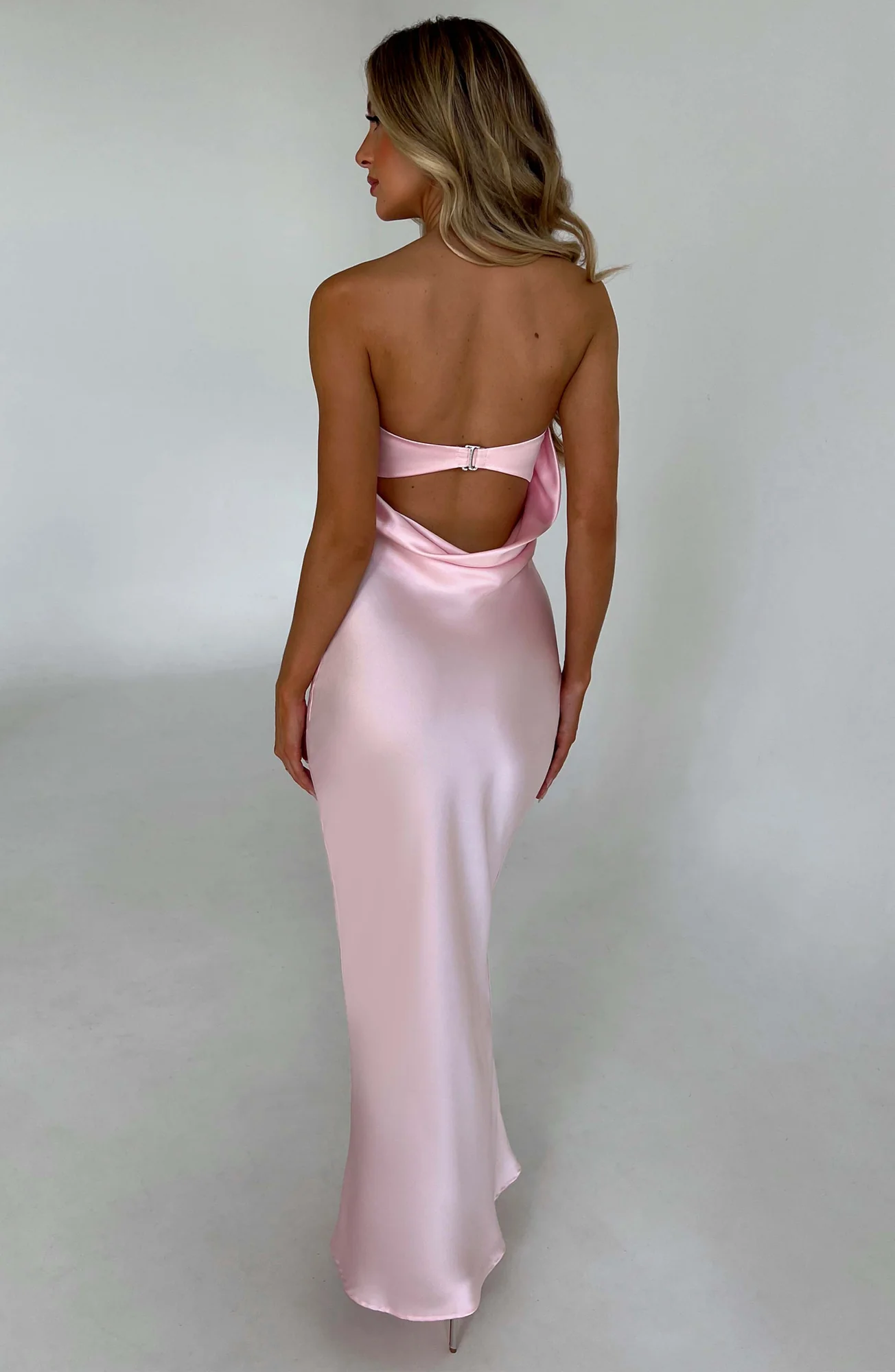 Blush Satin Maxi Dress with Cowl Back