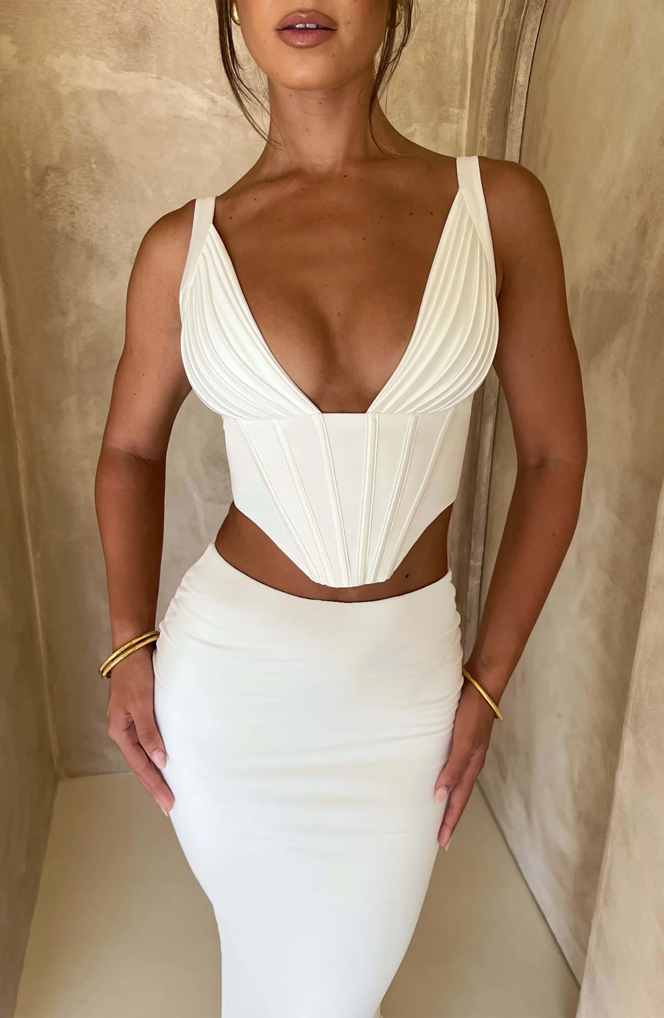 Ivory Boned Corset Top for Women - Kate Style