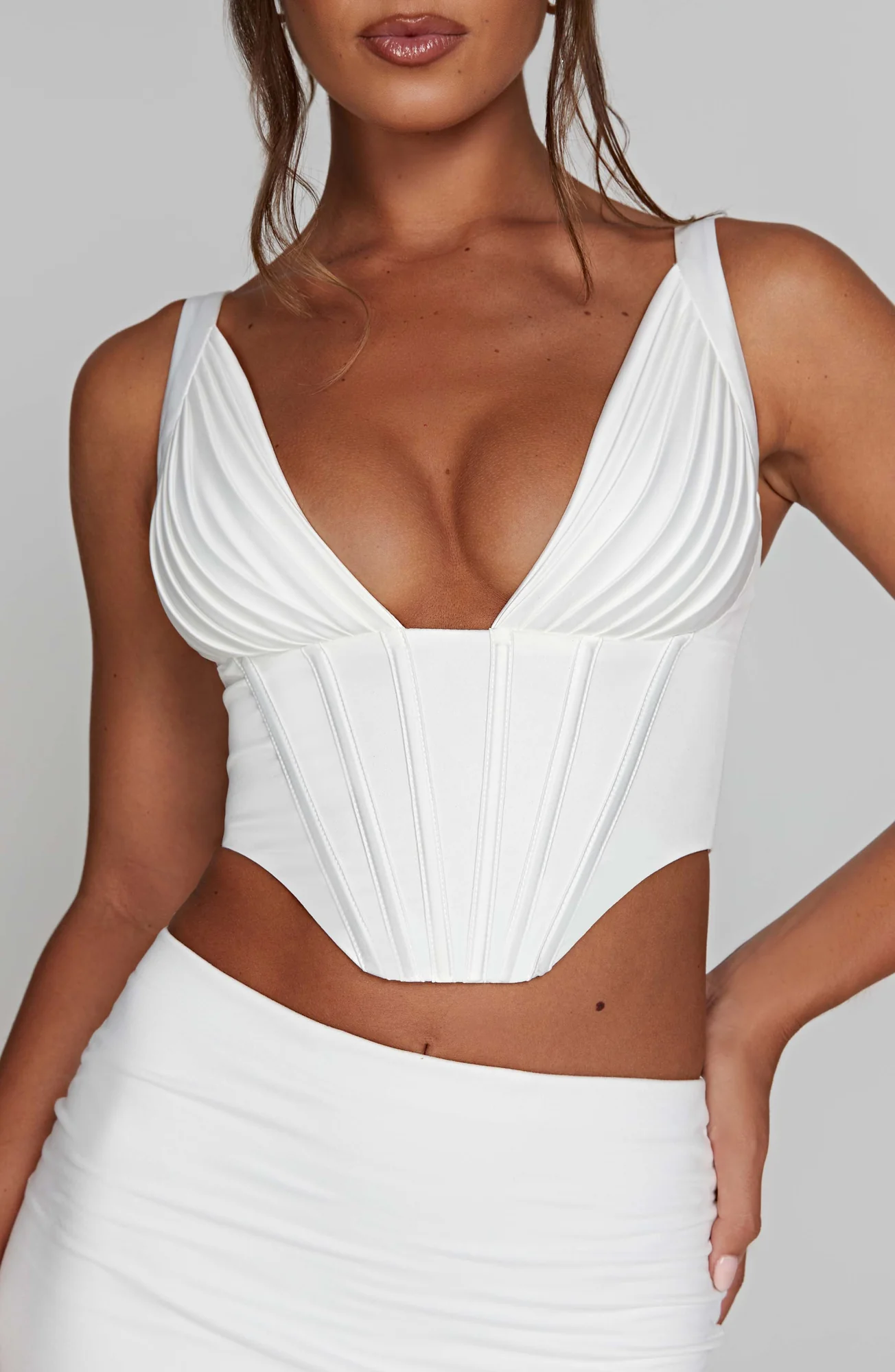 Ivory Boned Corset Top for Women - Kate Style