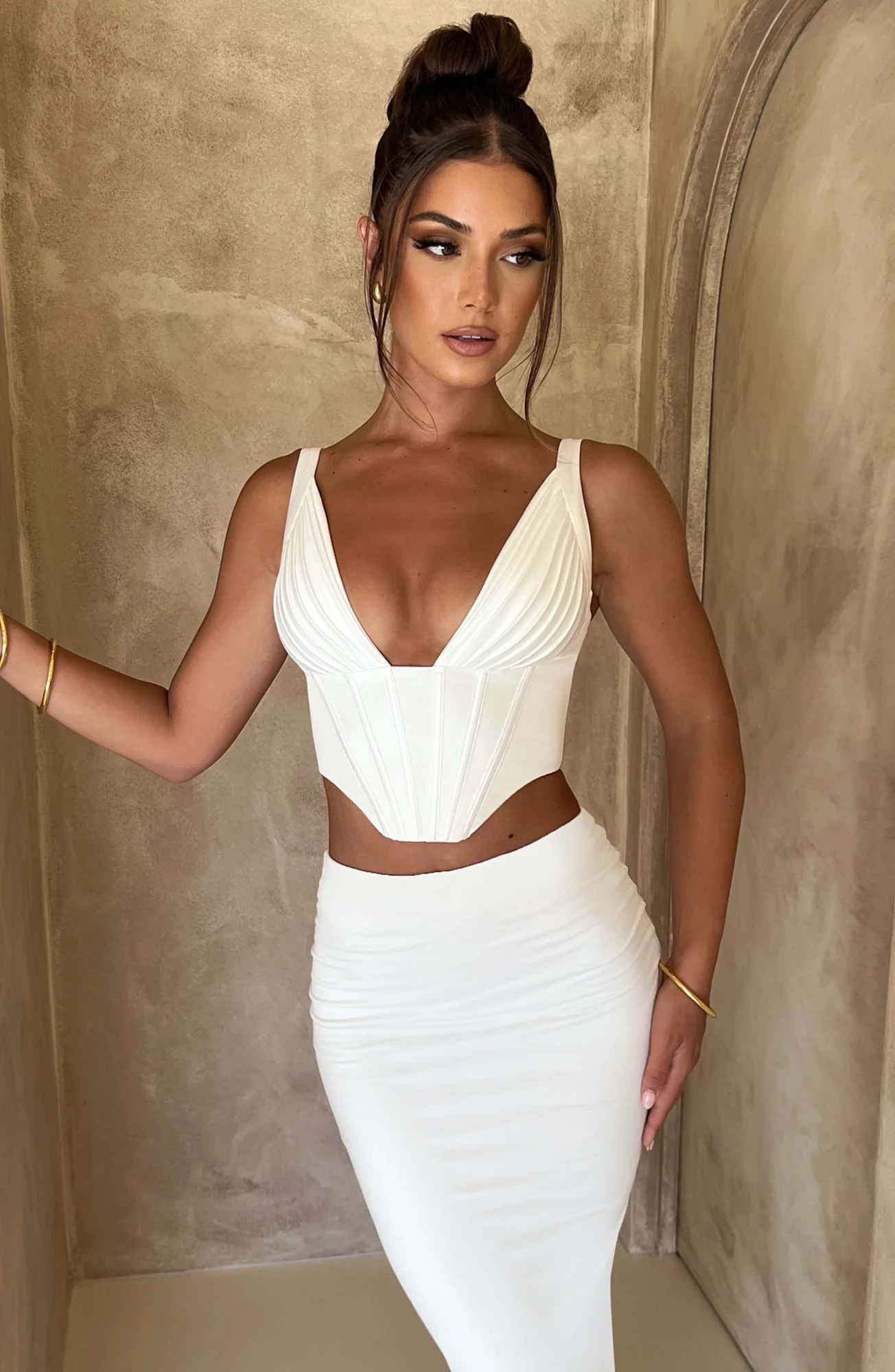 Ivory Boned Corset Top for Women - Kate Style