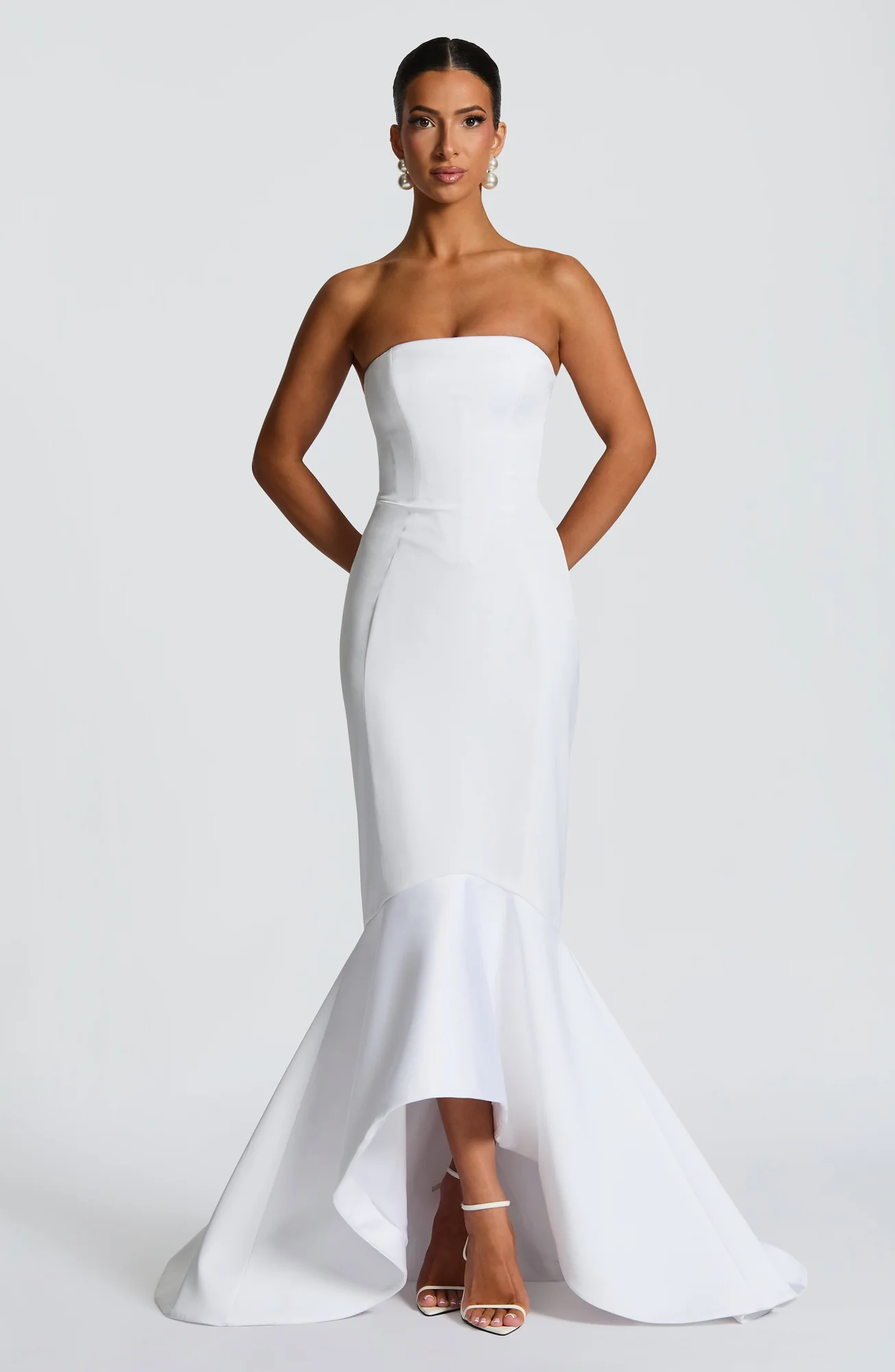 Ivory Mermaid Satin Strapless Gown - Elegant Formal Dress