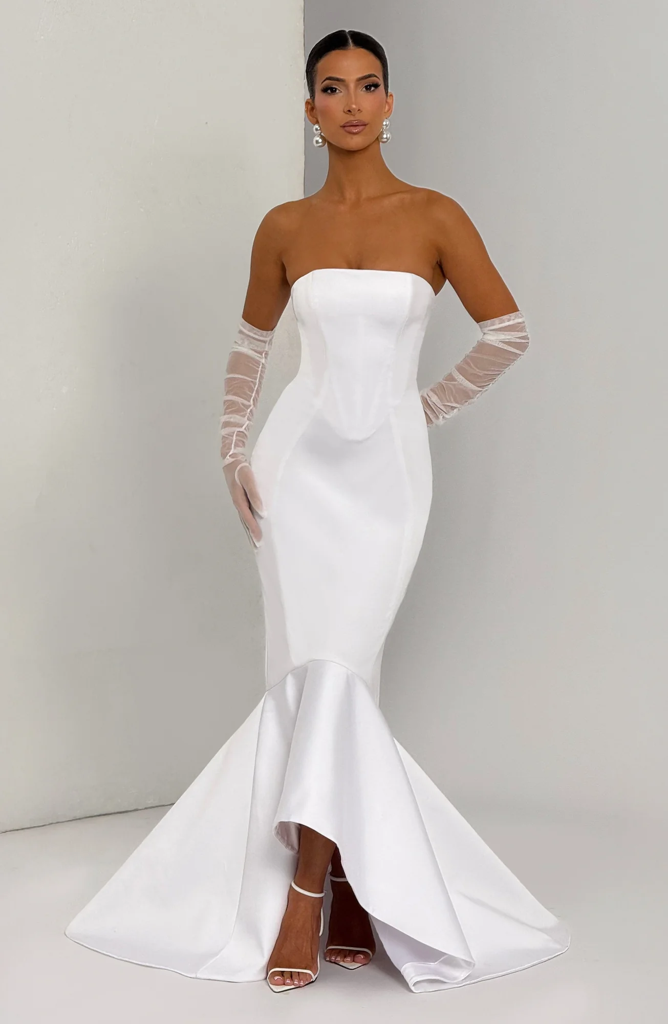 Ivory Mermaid Satin Strapless Gown - Elegant Formal Dress