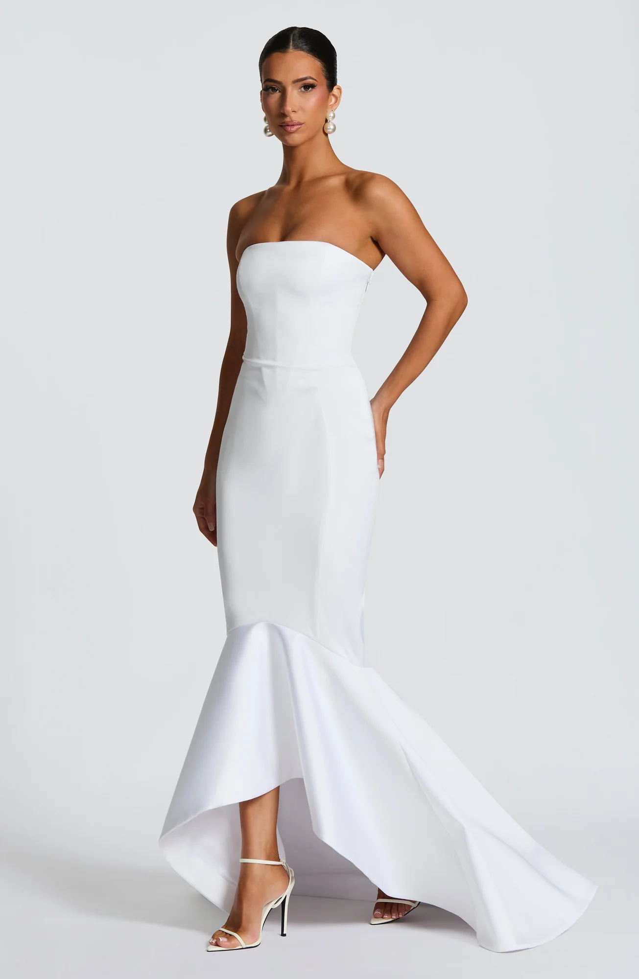 Ivory Mermaid Satin Strapless Gown - Elegant Formal Dress