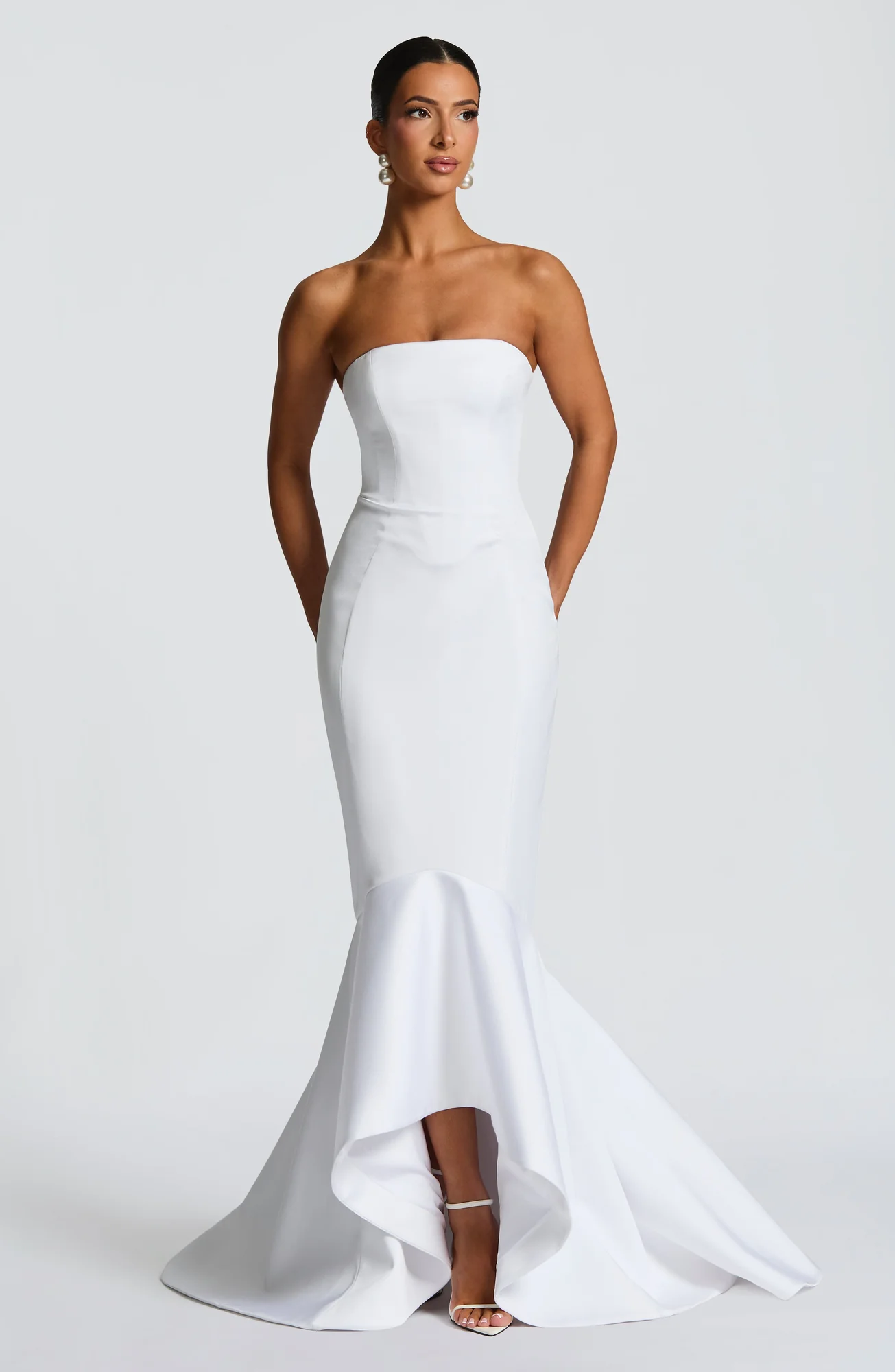 Ivory Mermaid Satin Strapless Gown - Elegant Formal Dress