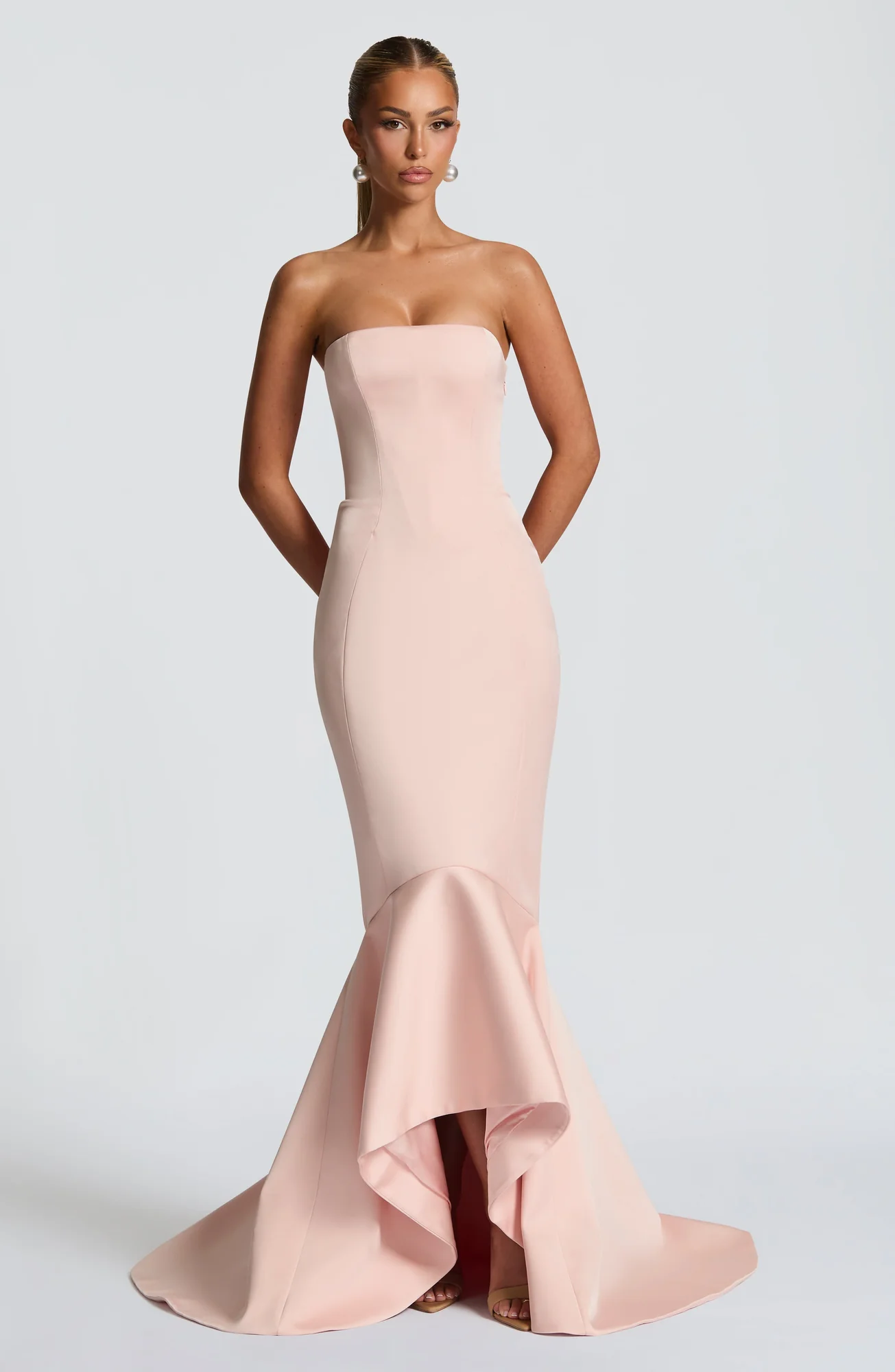 Blush Mermaid Gown for Formal Occasions