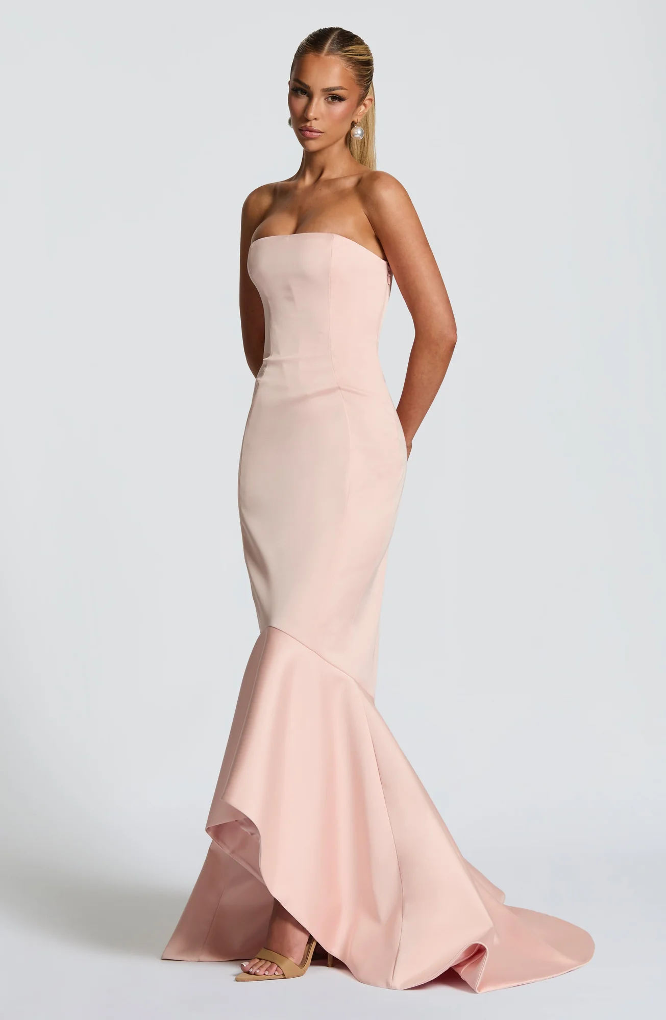 Blush Mermaid Gown for Formal Occasions