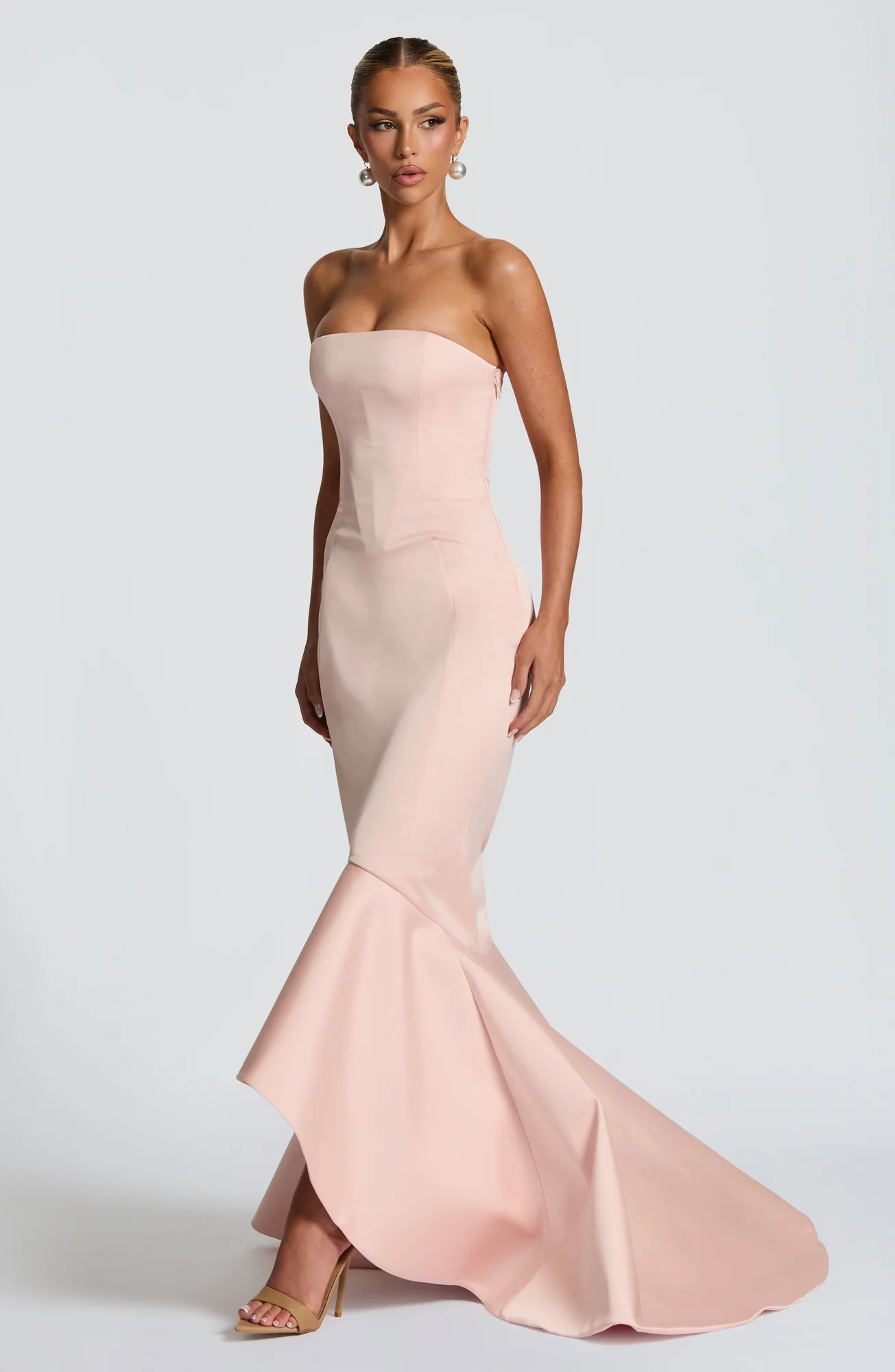 Blush Mermaid Gown for Formal Occasions