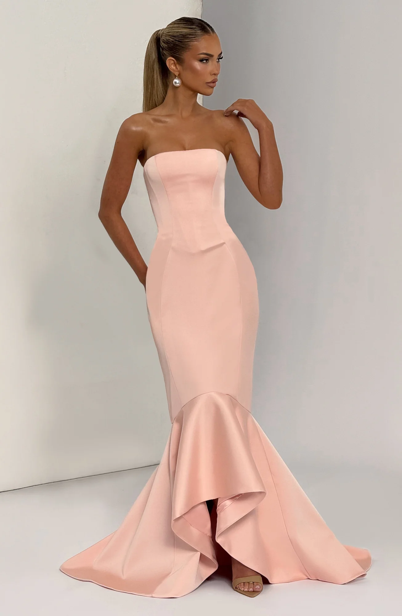 Blush Mermaid Gown for Formal Occasions