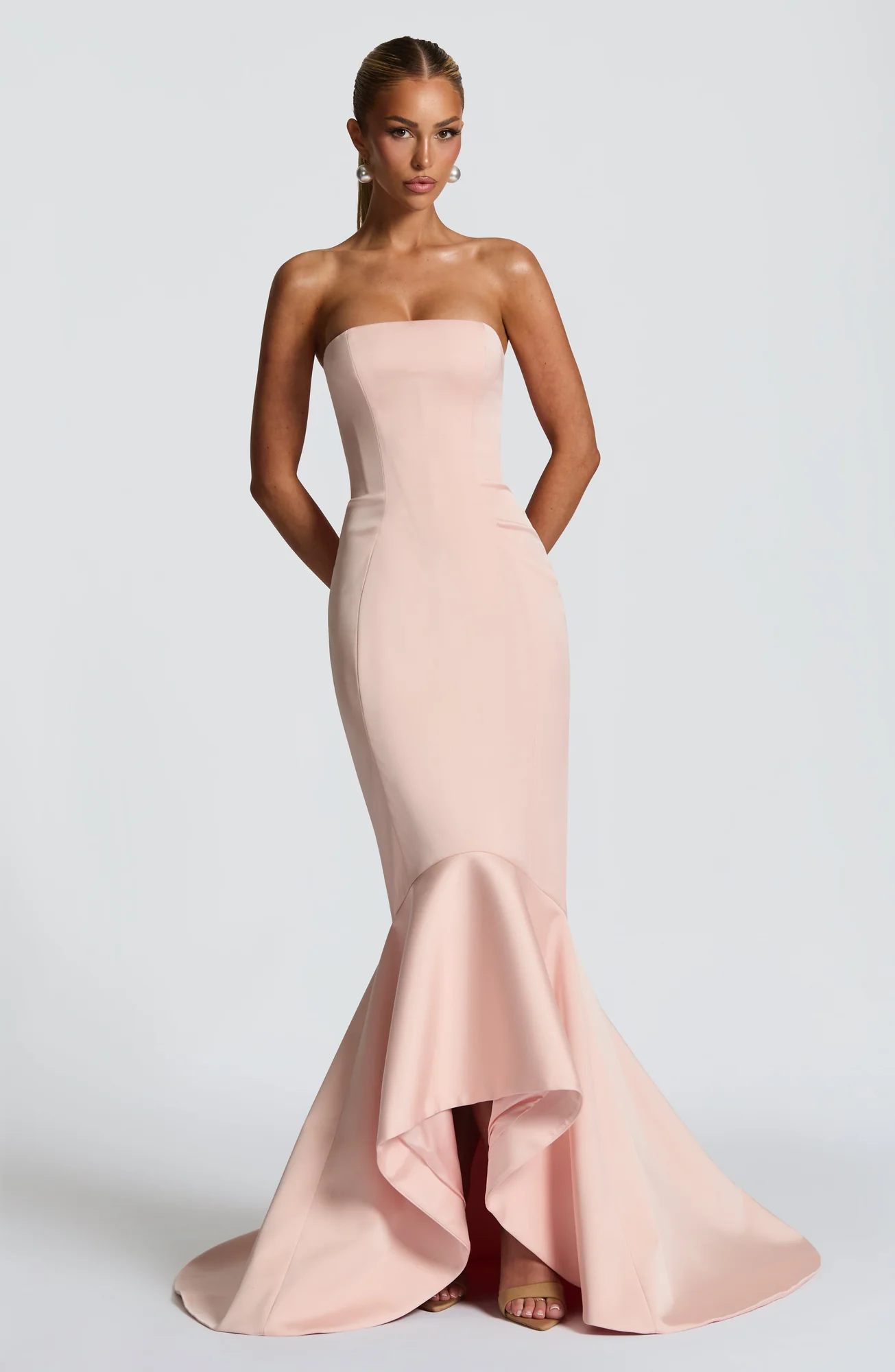 Blush Mermaid Gown for Formal Occasions