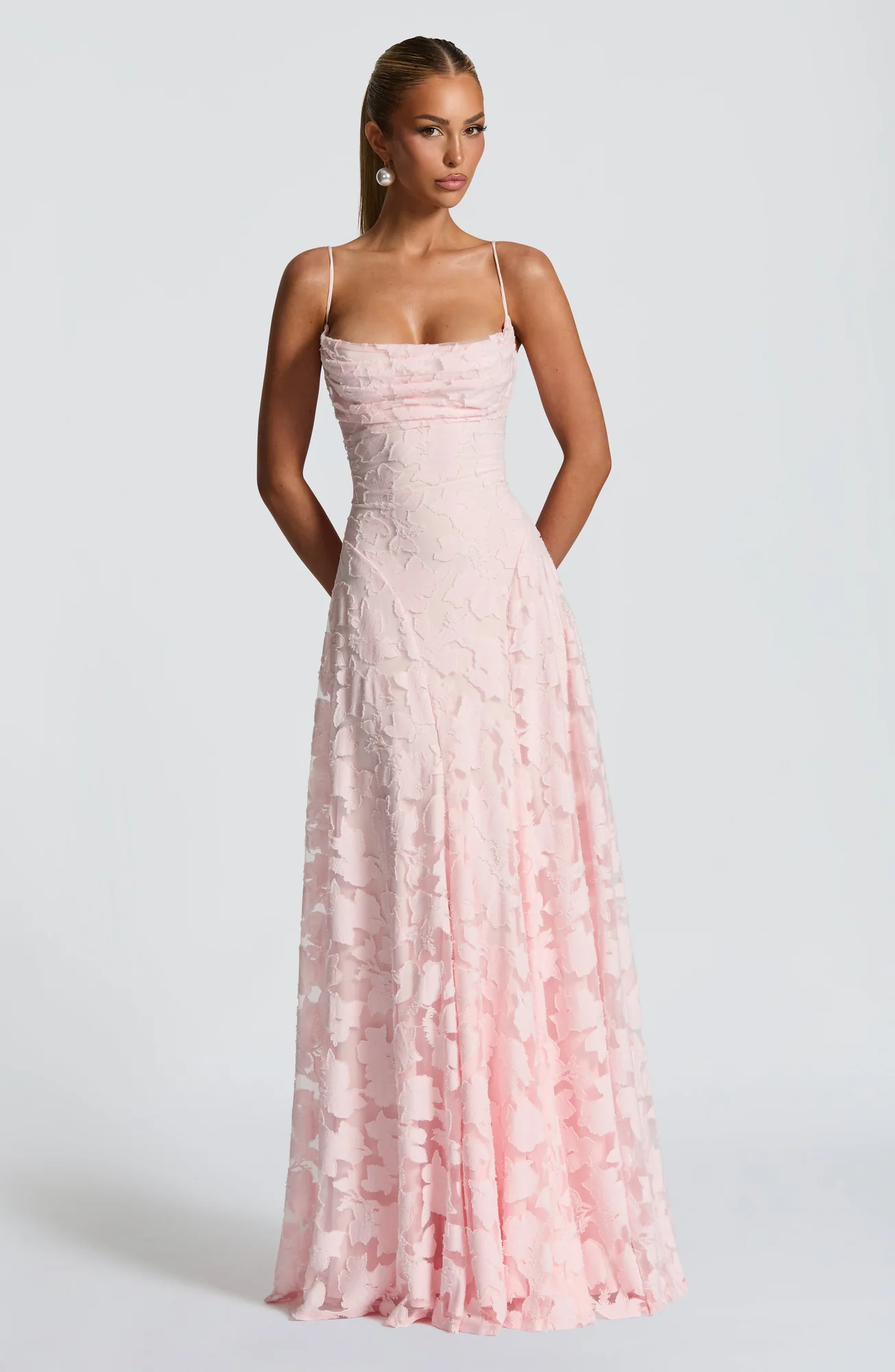 Blush Floral Burnout Maxi Dress - Graceful & Elegant