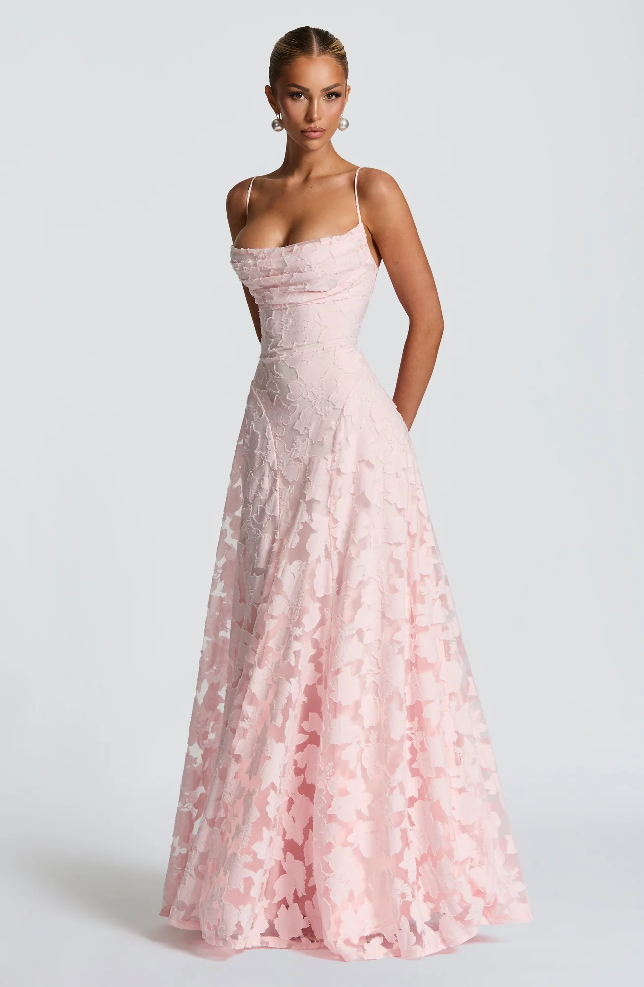 Blush Floral Burnout Maxi Dress - Graceful & Elegant