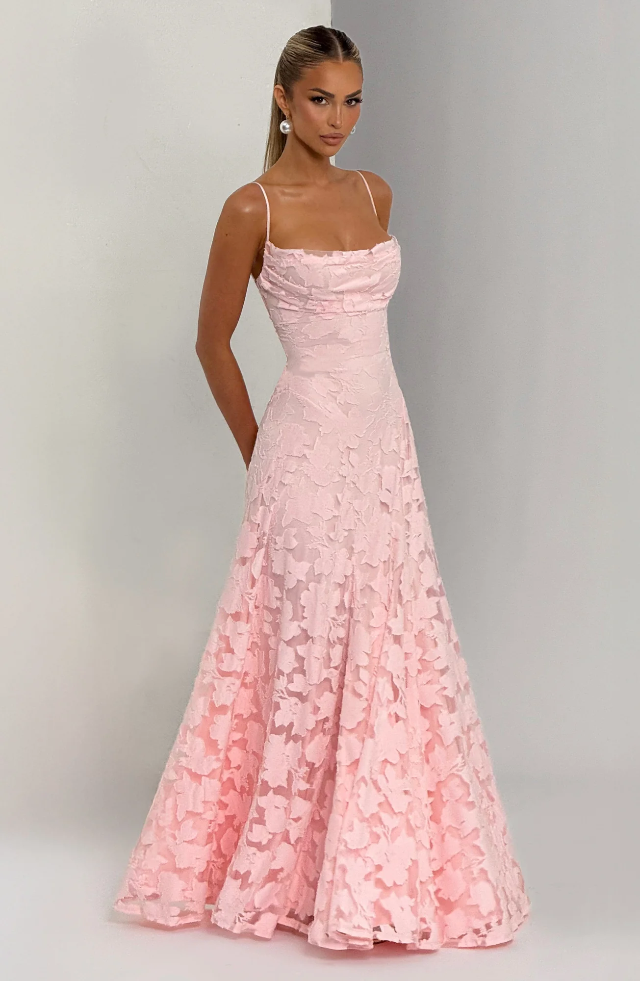 Blush Floral Burnout Maxi Dress - Graceful & Elegant