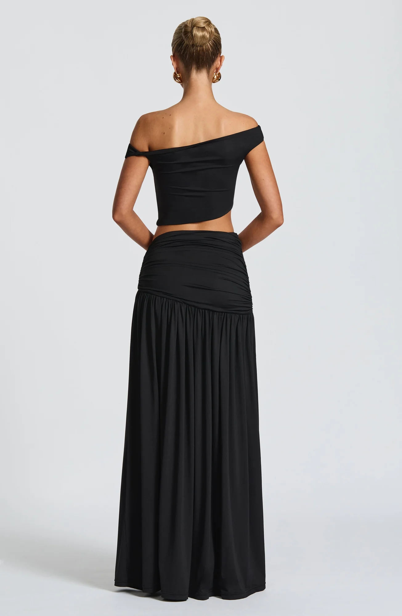 Slinky Black Maxi Skirt with Thigh-High Split